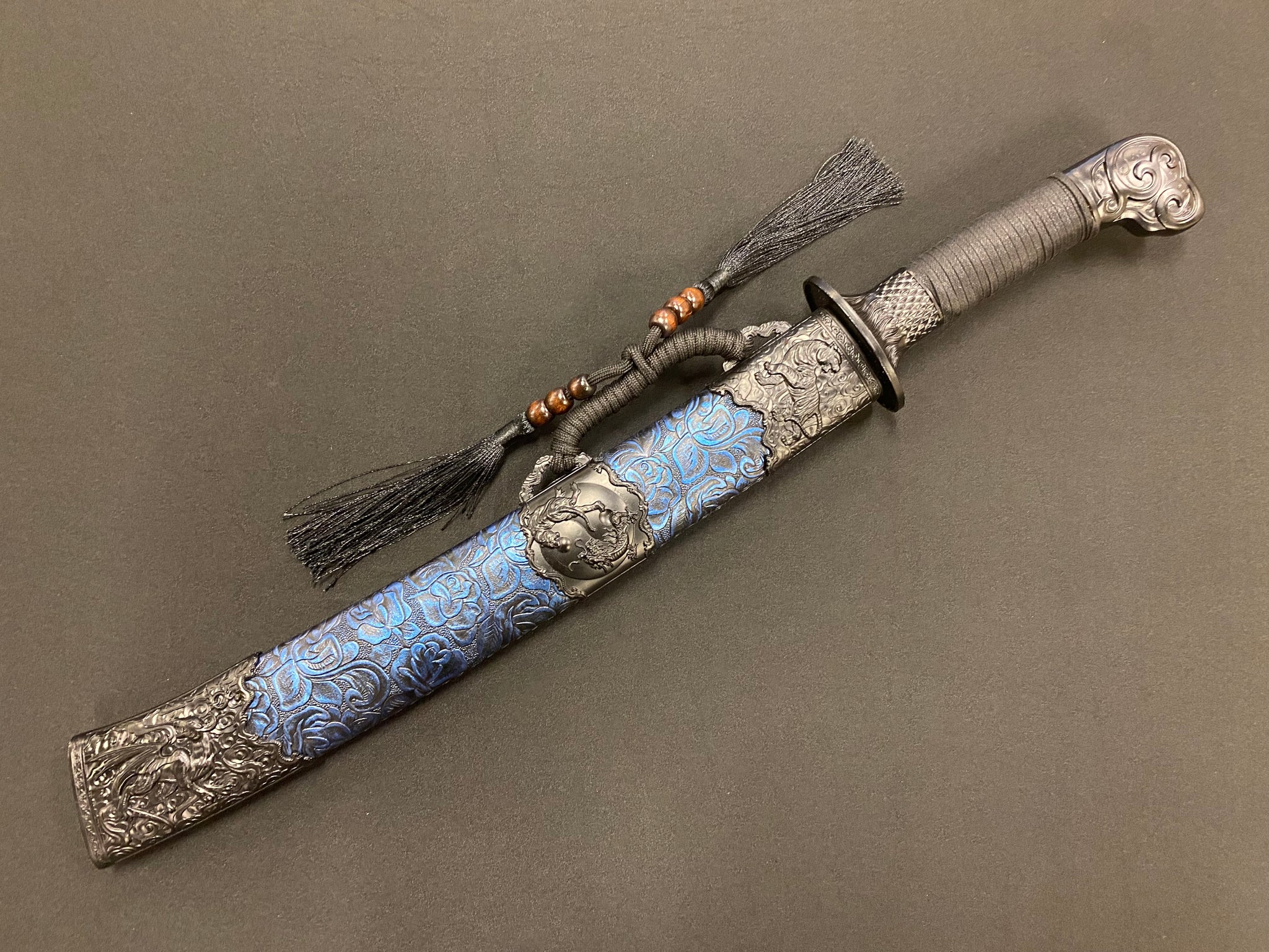 Dao Dagger - Tiger Dueling Dragon - Etched Manganese Steel