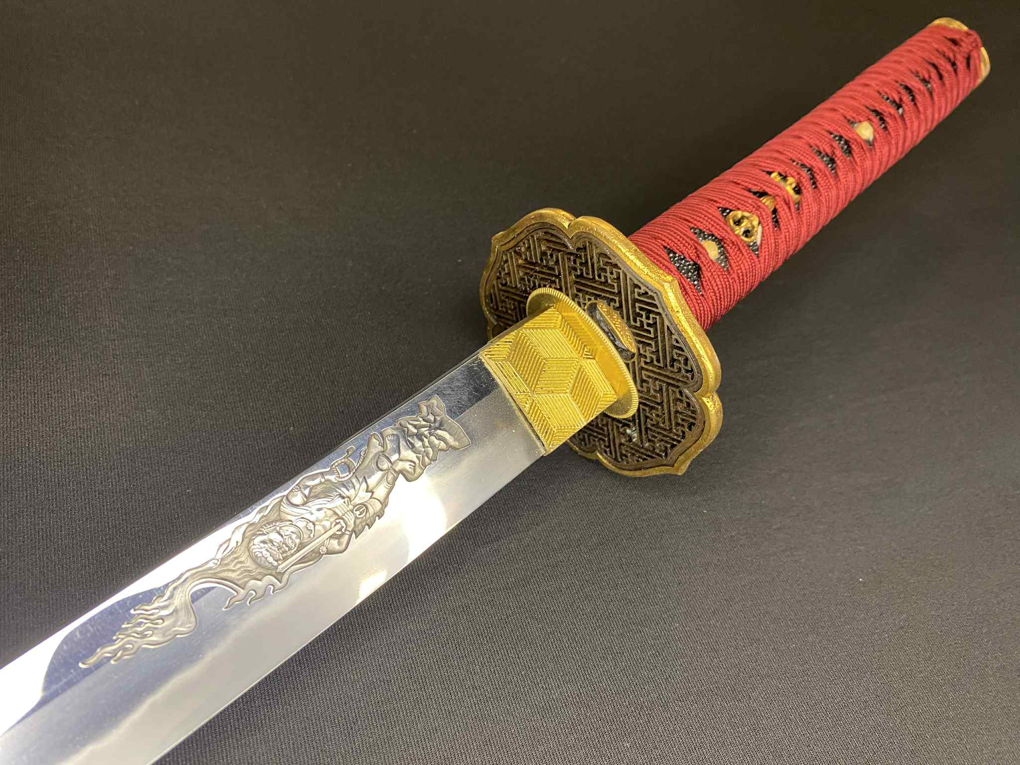 Phoenix Armory Katana - Crimson Manji Orishigane/Tamahagane Clay-Tempered