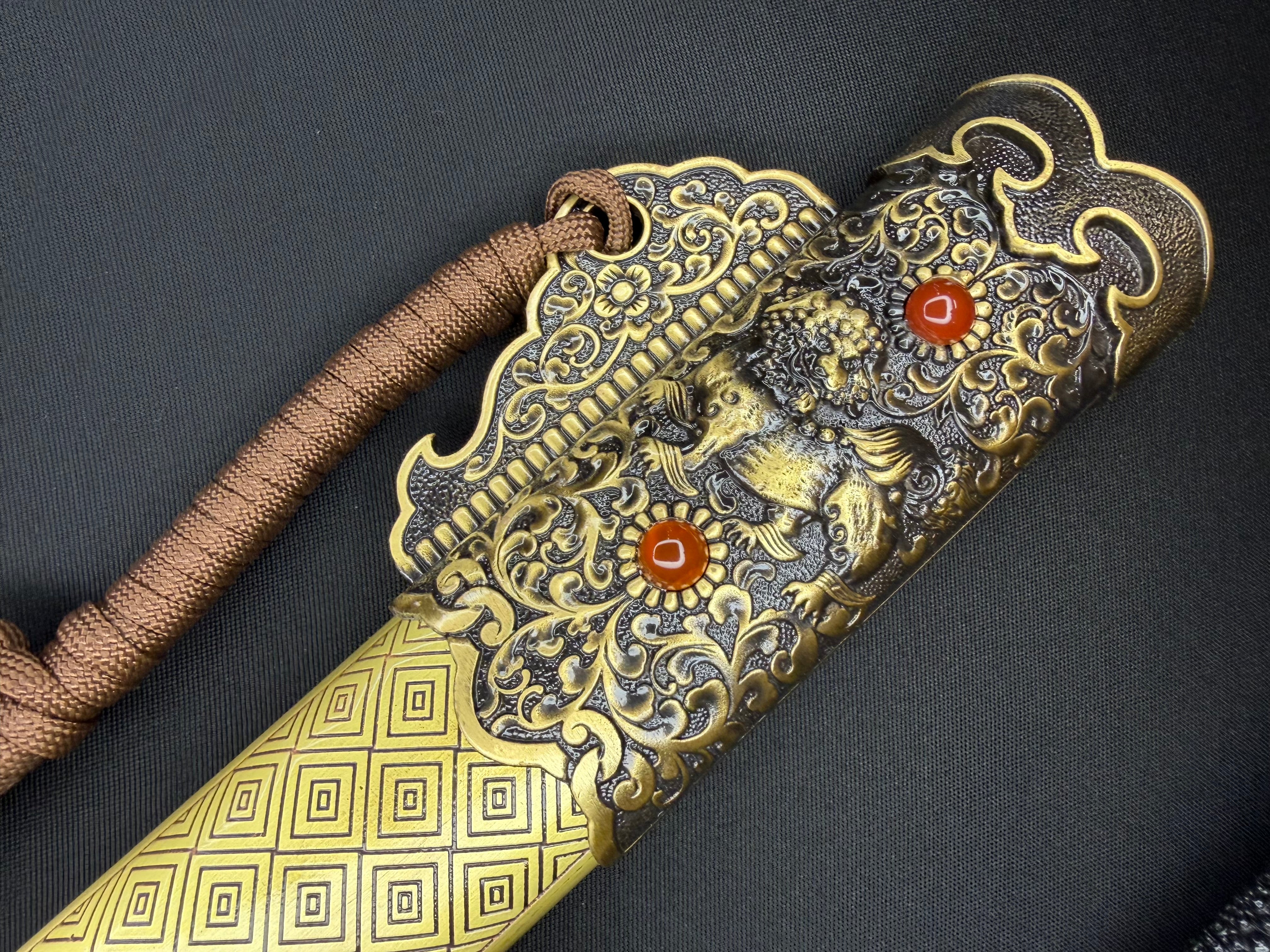 Phoenix Armory Jian - Pursuit of Jade Emperor - Eight-faced Damascus Jian Brass fittings