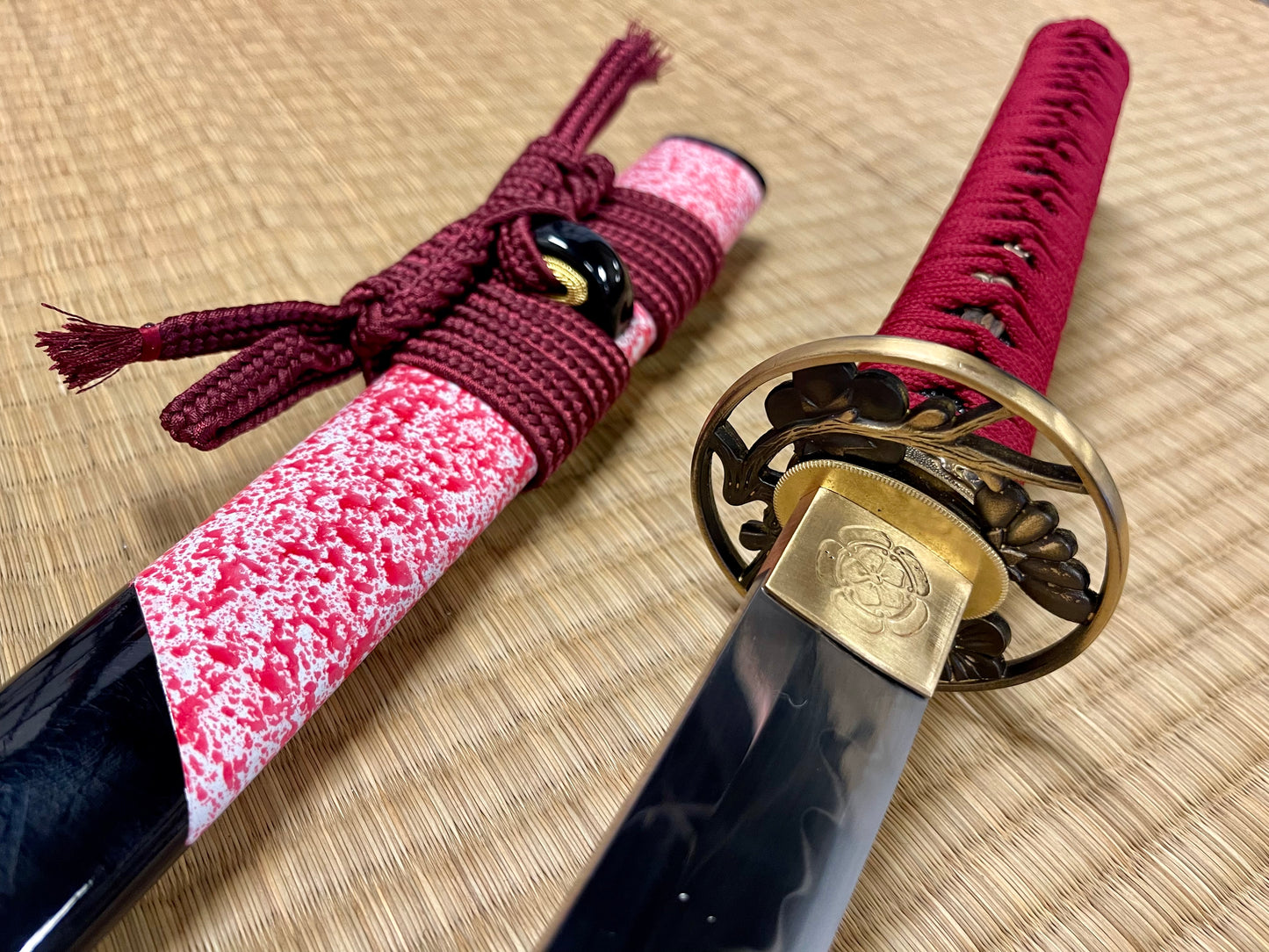 Moritaka Razor Crimson Cherry Katana - T10 Clay-Tempered Hadori Polish