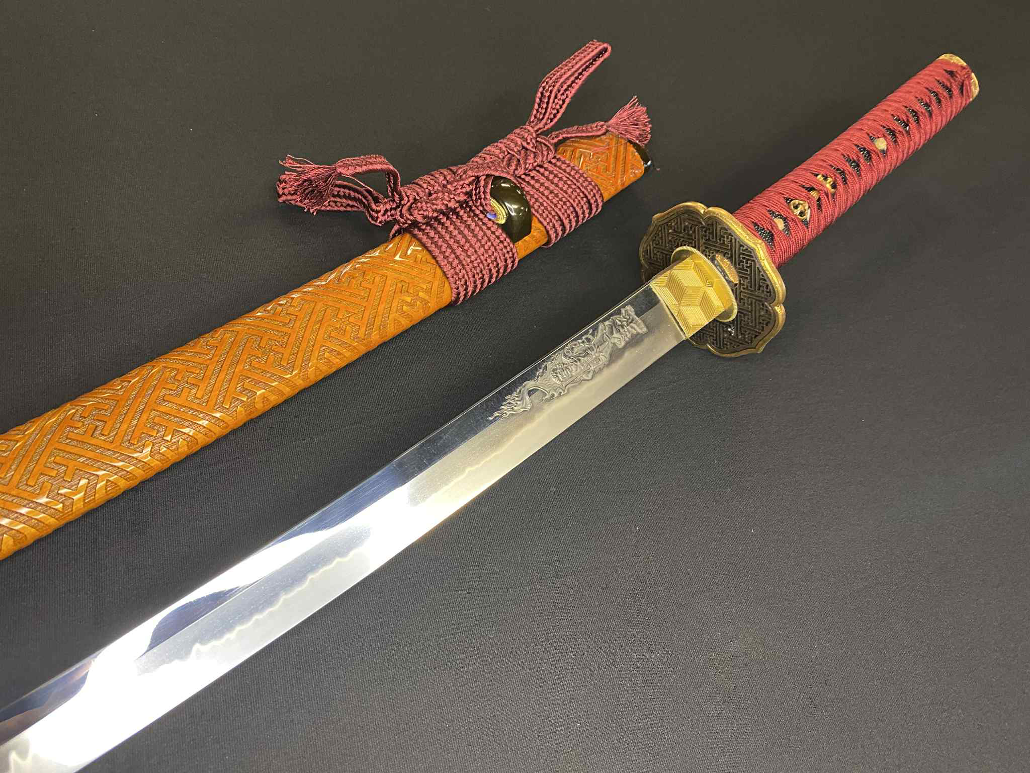 Phoenix Armory Katana - Crimson Manji Orishigane/Tamahagane Clay-Tempered Folded