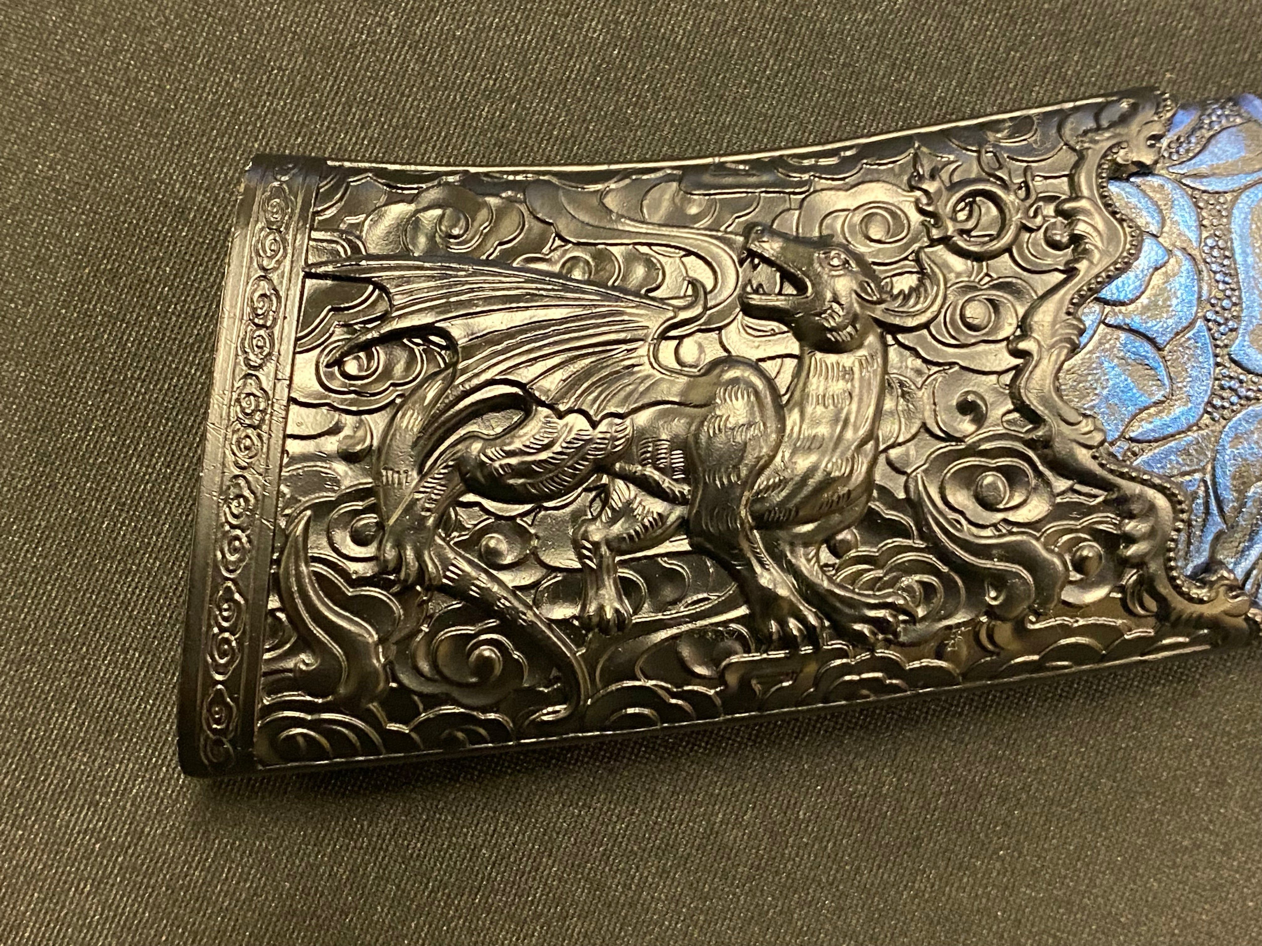 Dao Dagger - Tiger Dueling Dragon - Etched Manganese Steel