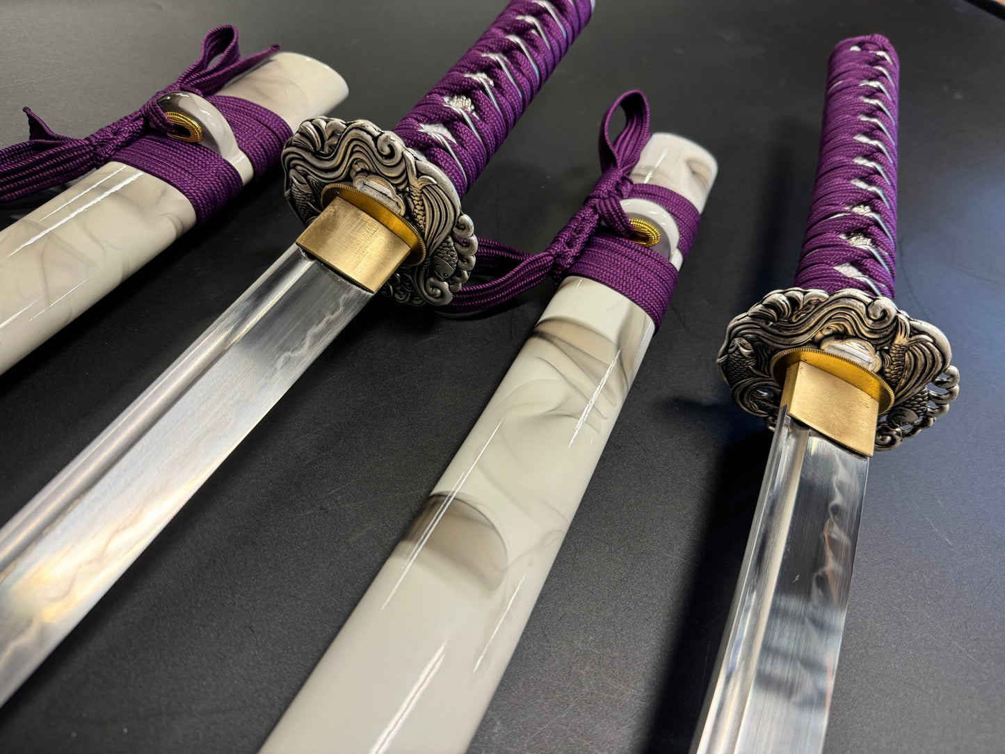 Dragonspring Forge Katana Wakizashi 2-sword Daishou - Purple Carp Daisho - T10 Clay Tempered