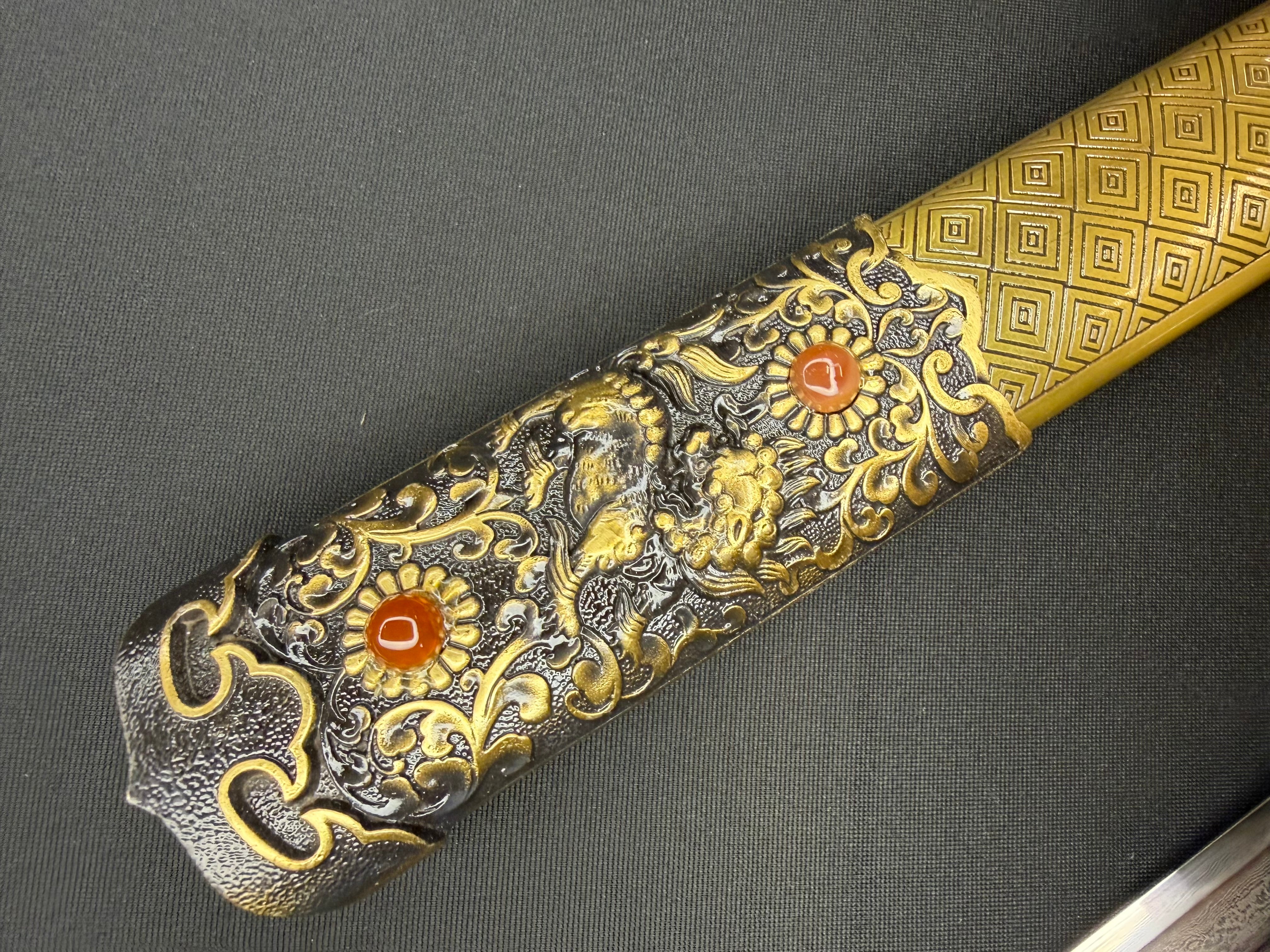 Phoenix Armory Jian - Pursuit of Jade Emperor - Eight-faced Damascus Jian Brass fittings
