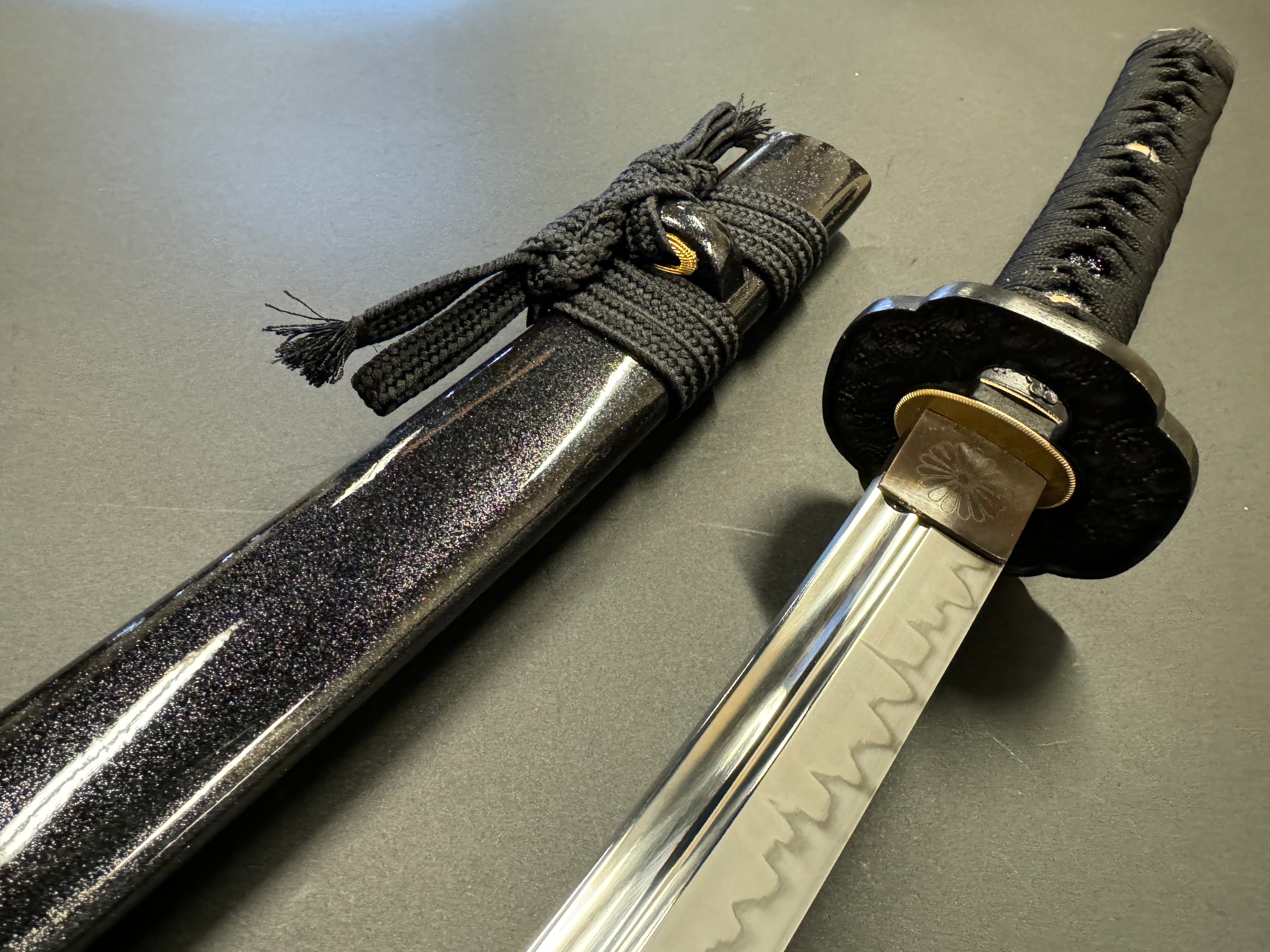 3-sword set Phoenix Armory Naginata Naoshi - Night Chrysanthemum - T10 Clay Tempered Black