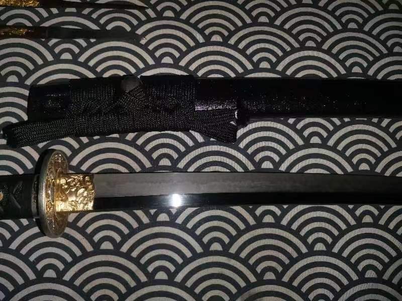 Cloudhammer Katana - Hidden Dragon, Tsunami Dragon - sx105v Japanese Tool Steel - Ko Choji Hamon