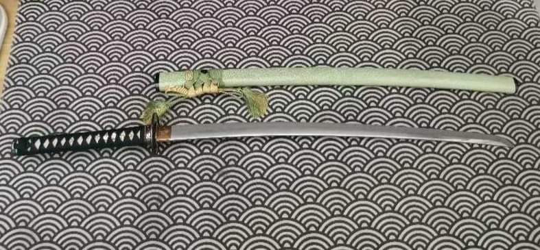 Cloudhammer Tamahagane Katana - Stalking Mantis - genuine silk, rayskin saya