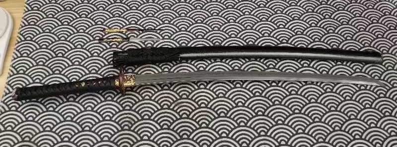 Cloudhammer Katana - Hidden Dragon, Dragon Sakura - sx105v Japanese Tool Steel - Ko-Choji Hamon