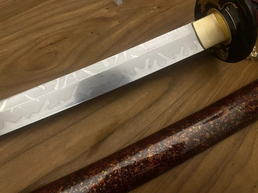 Cloudhammer Katana - Tiger Stripes - W2 cable steel, hitarsura hamon