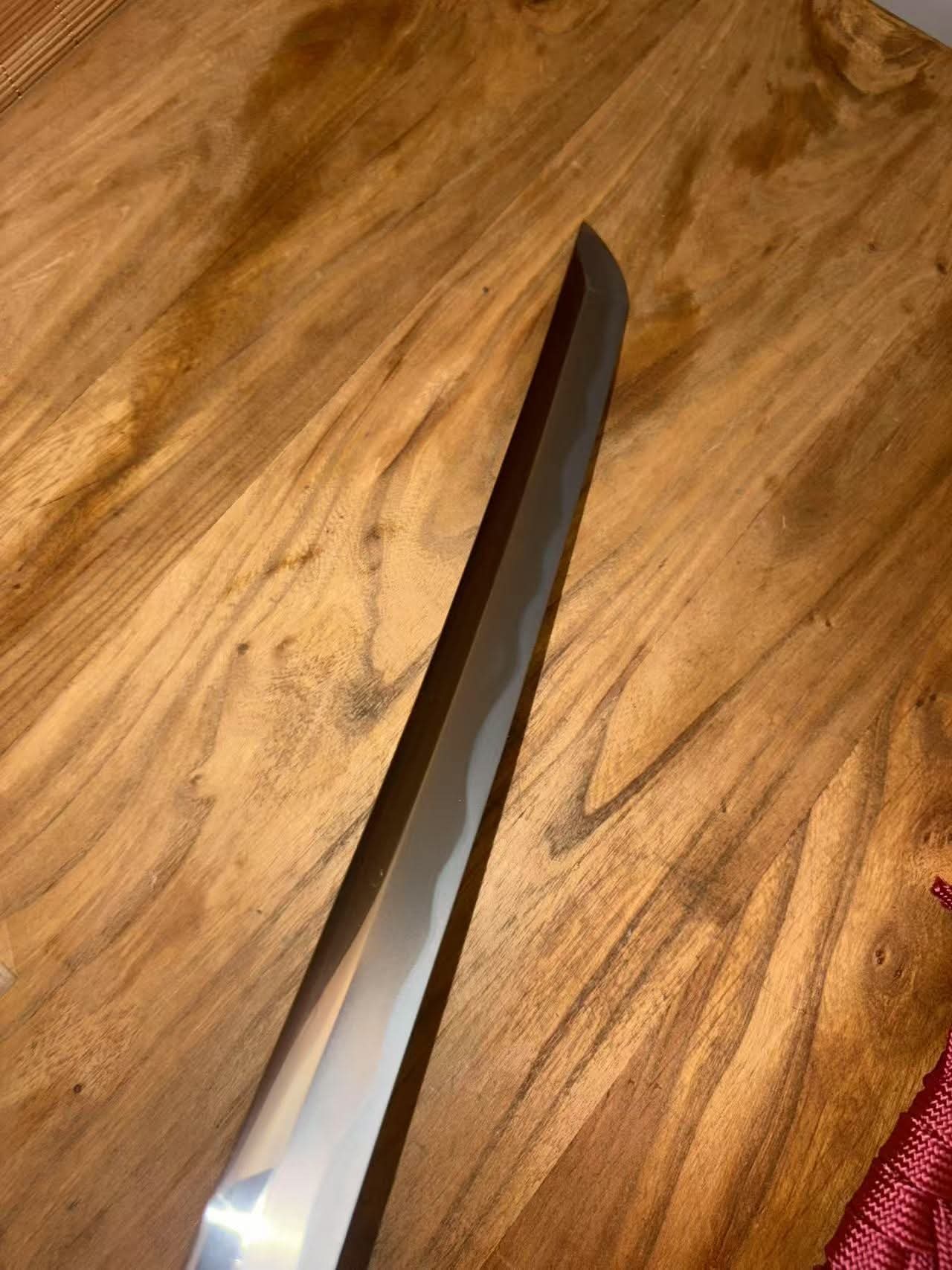 Cloudhammer Katana - Crimson Lattice  - W2 Cable Steel with Nashiji Finish