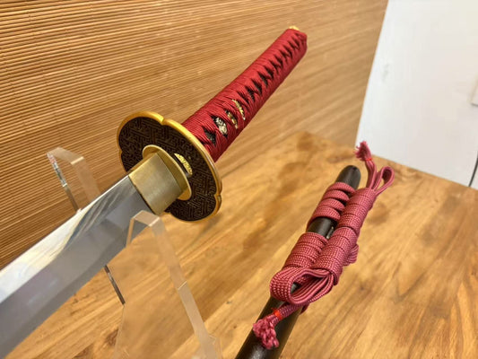 Cloudhammer Katana - Crimson Lattice  - W2 Cable Steel with Nashiji Finish