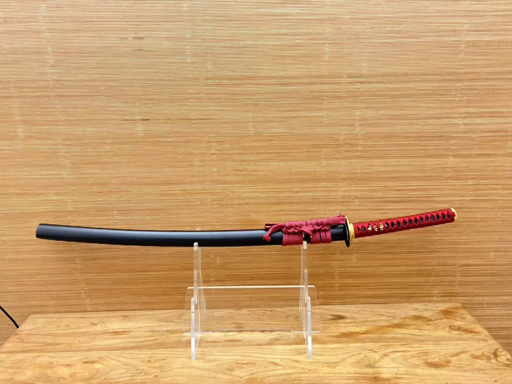 Cloudhammer Katana - Crimson Lattice  - W2 Cable Steel with Nashiji Finish