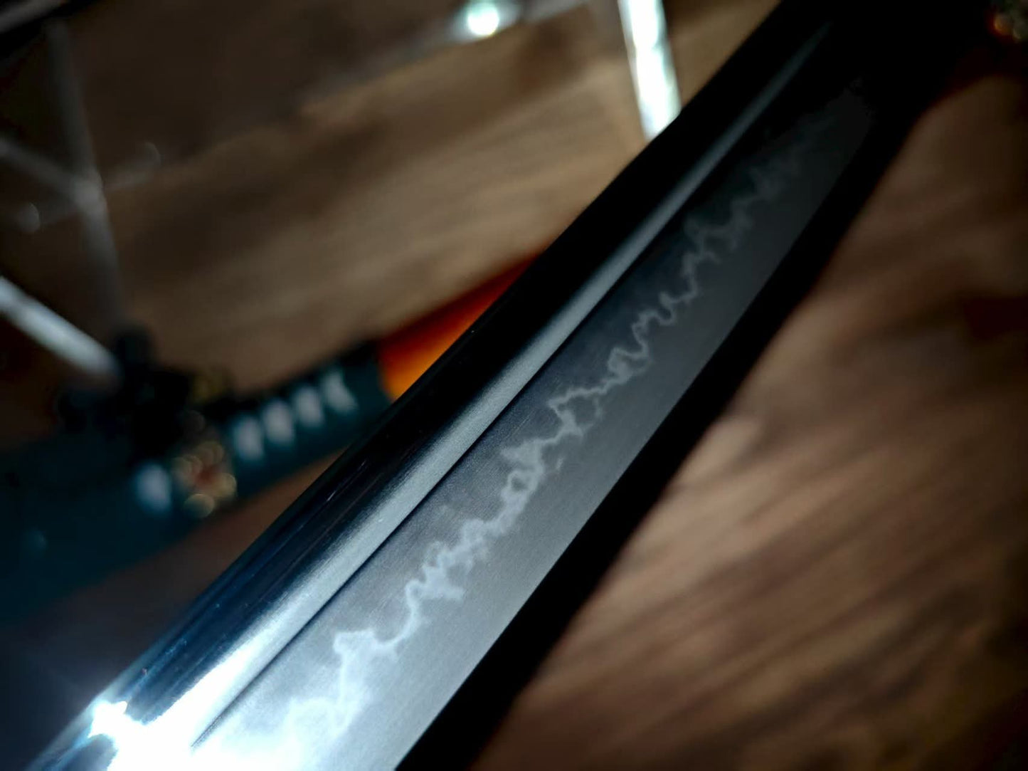 Cloudhammer Silk Itomaki Tachi - Forest Gold - 32" nagasa, sx105v Choji Hamon