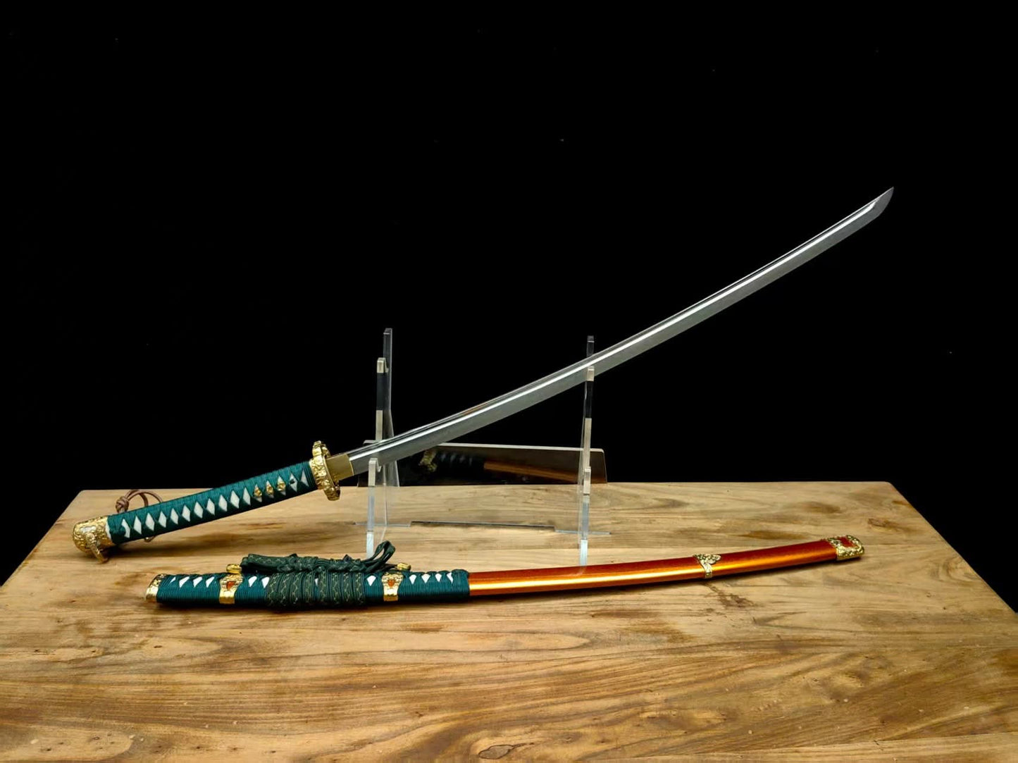 Cloudhammer Silk Itomaki Tachi - Forest Gold - 32" nagasa, sx105v Choji Hamon