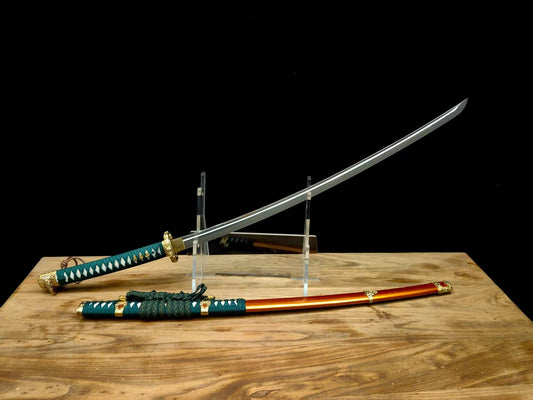 Cloudhammer Silk Itomaki Tachi - Forest Gold - 32" nagasa, sx105v Choji Hamon