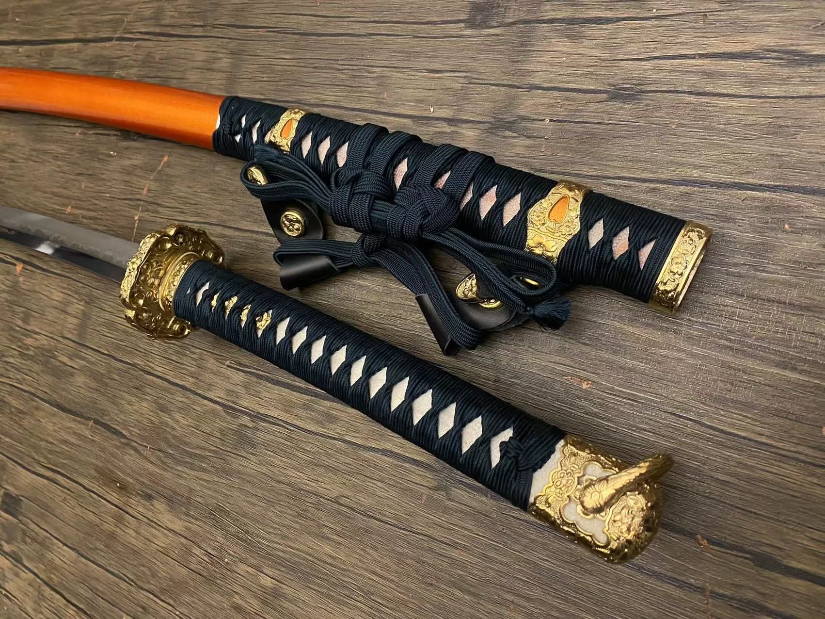 BLEMISHED Cloudhammer Silk Itomaki Tachi - Forest Gold - 32