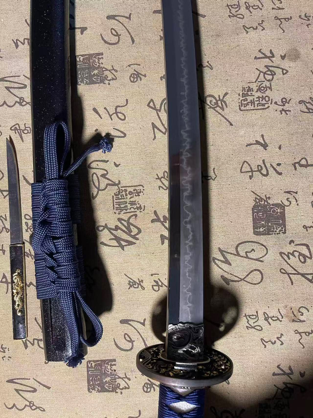 Cloudhammer Katana - Hidden Dragon, Summer Tide - sx105v Japanese Tool Steel - Ko-Choji Hamon