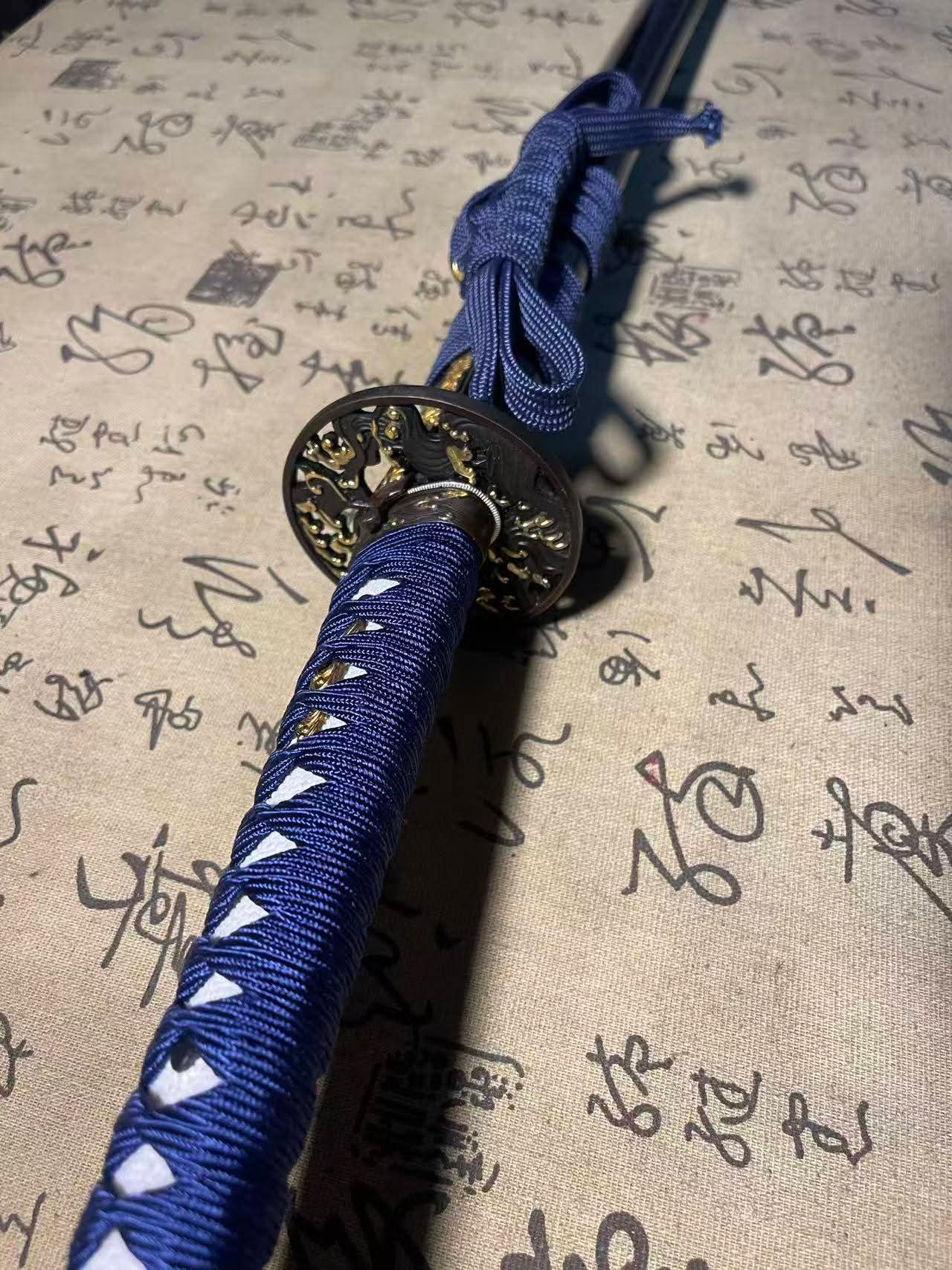 Cloudhammer Katana - Hidden Dragon, Summer Tide - sx105v Japanese Tool Steel - Ko-Choji Hamon