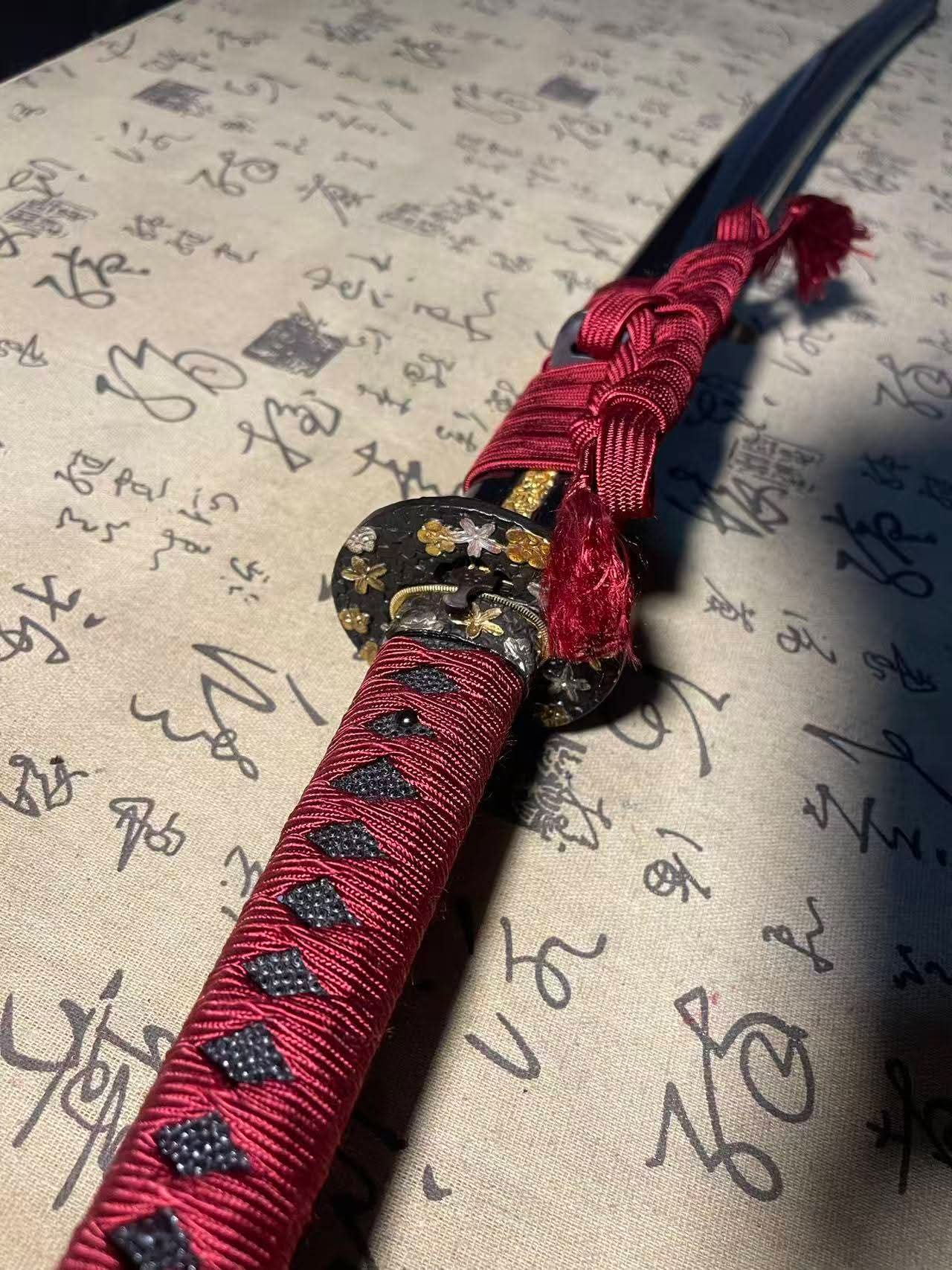 Cloudhammer Katana - Hidden Dragon, Sakura Burst - sx105v Japanese Tool Steel - Ko-Choji Hamon