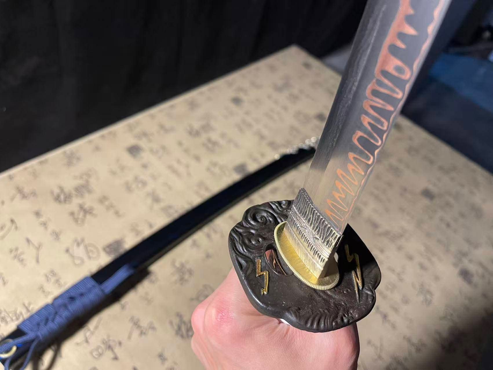 Cloudhammer Ghost of Tsushima Storm of Clan Sakai Katana - copper Damascus