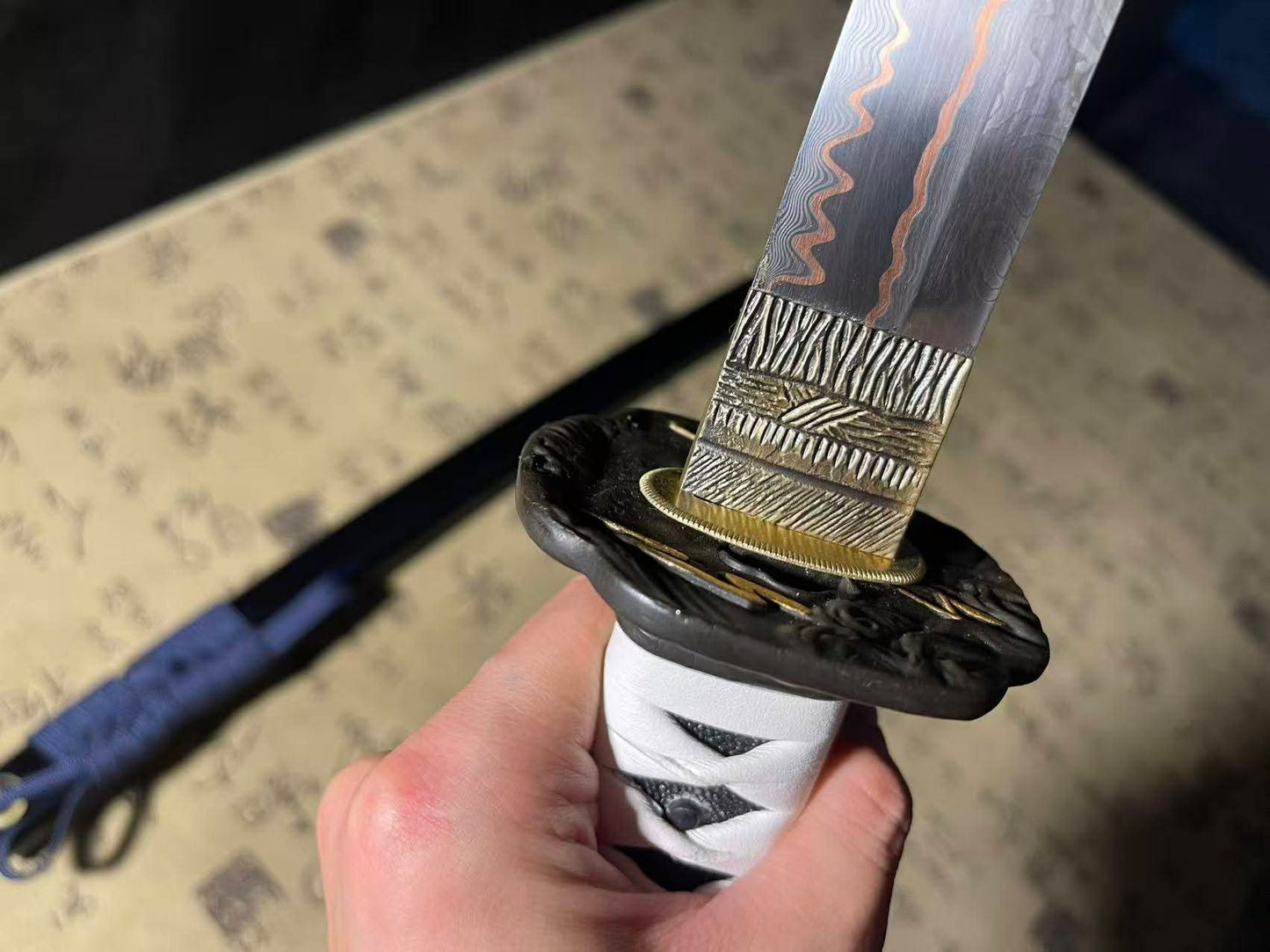 Cloudhammer Ghost of Tsushima Storm of Clan Sakai Katana - copper Damascus