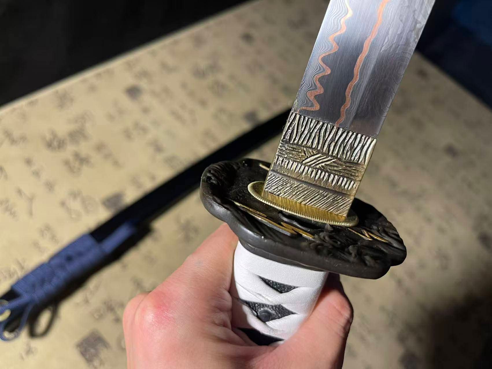 Cloudhammer Ghost of Tsushima Storm of Clan Sakai Katana - copper Damascus