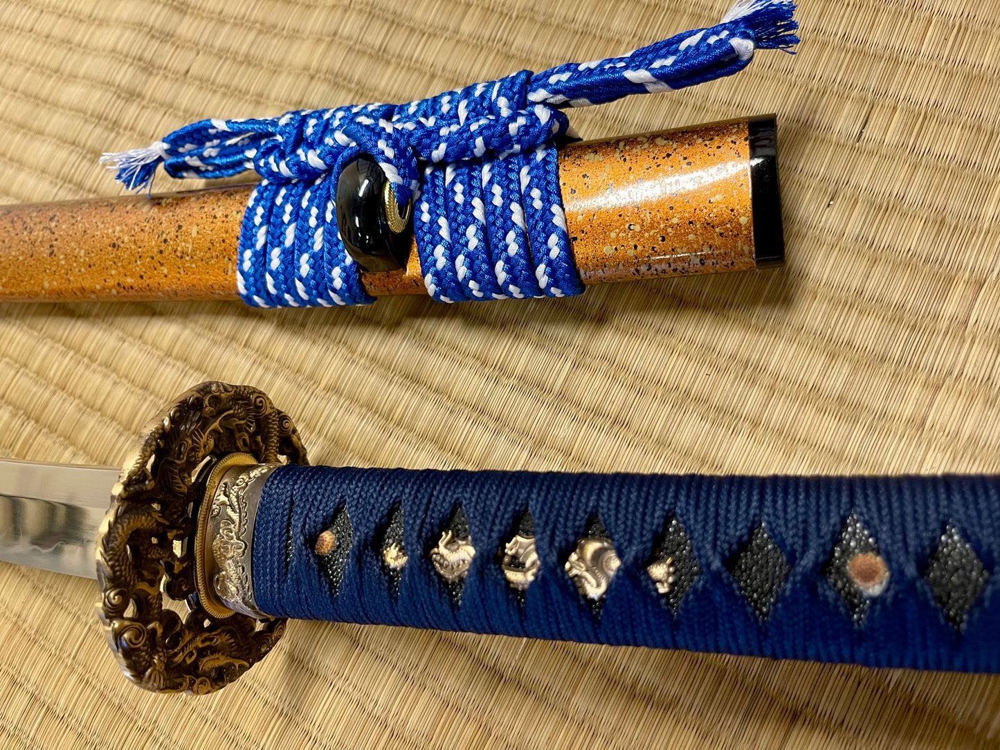 Moritaka Razor Blue Dueling Dragons  Katana - T10 Clay-Tempered Hadori Polish