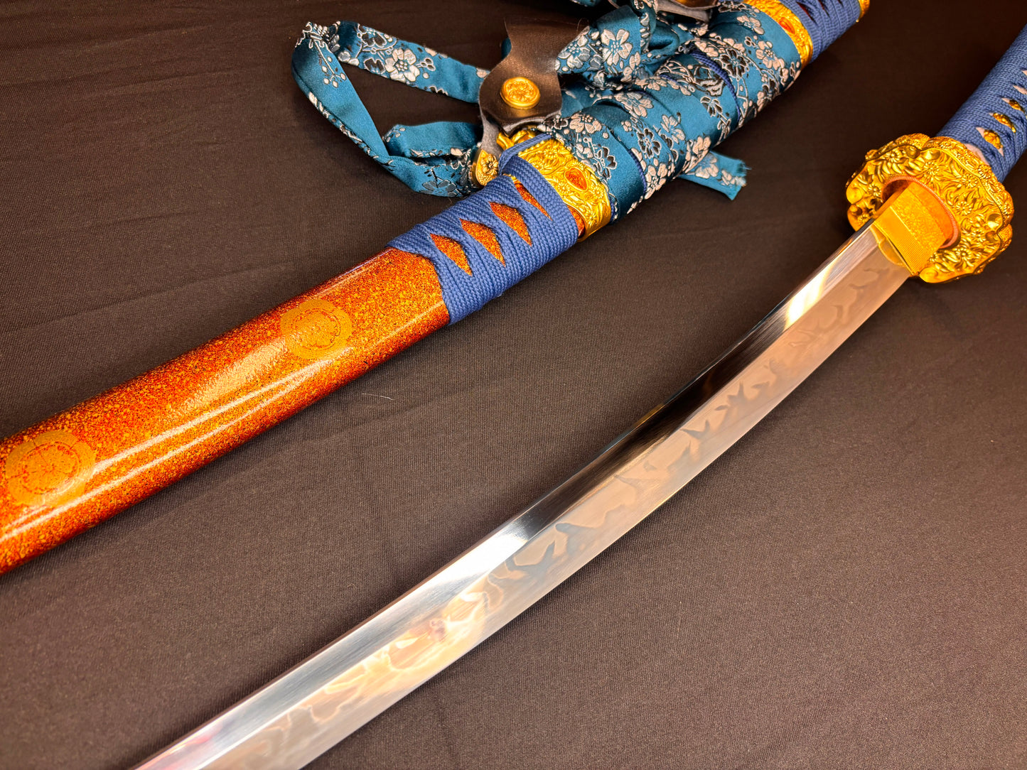 Phoenix Armory Deeply Curved Tachi - Blue Gold Sakura