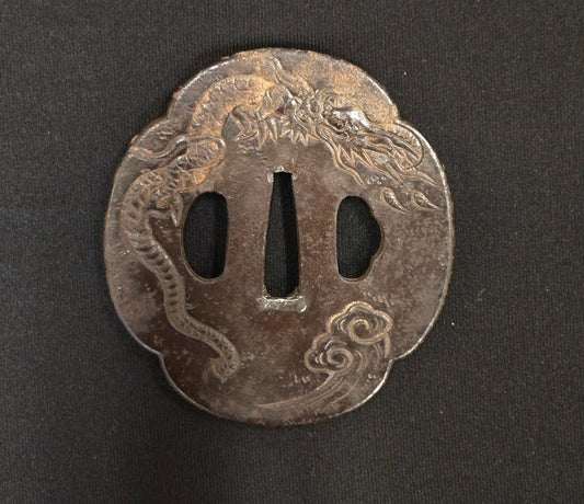 Antique Tsuba - Dragon and Sword