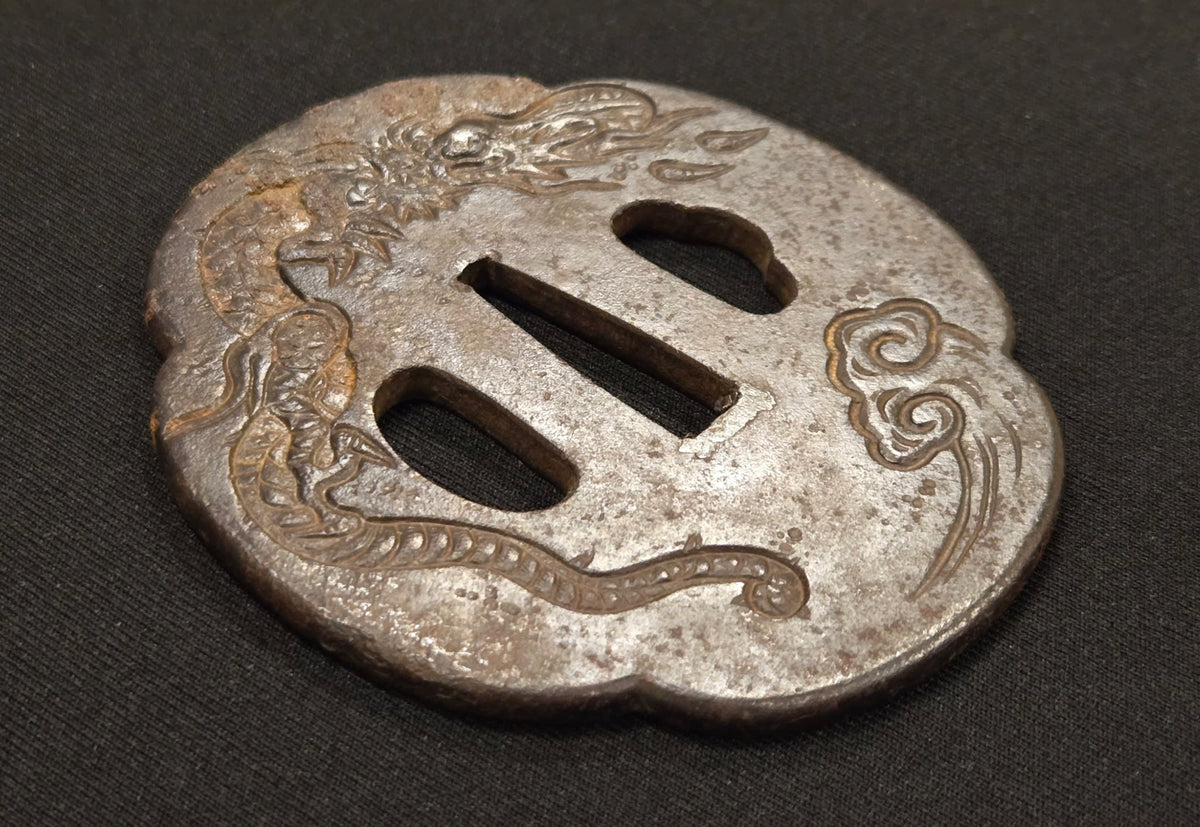 Antique Tsuba - Dragon and Sword