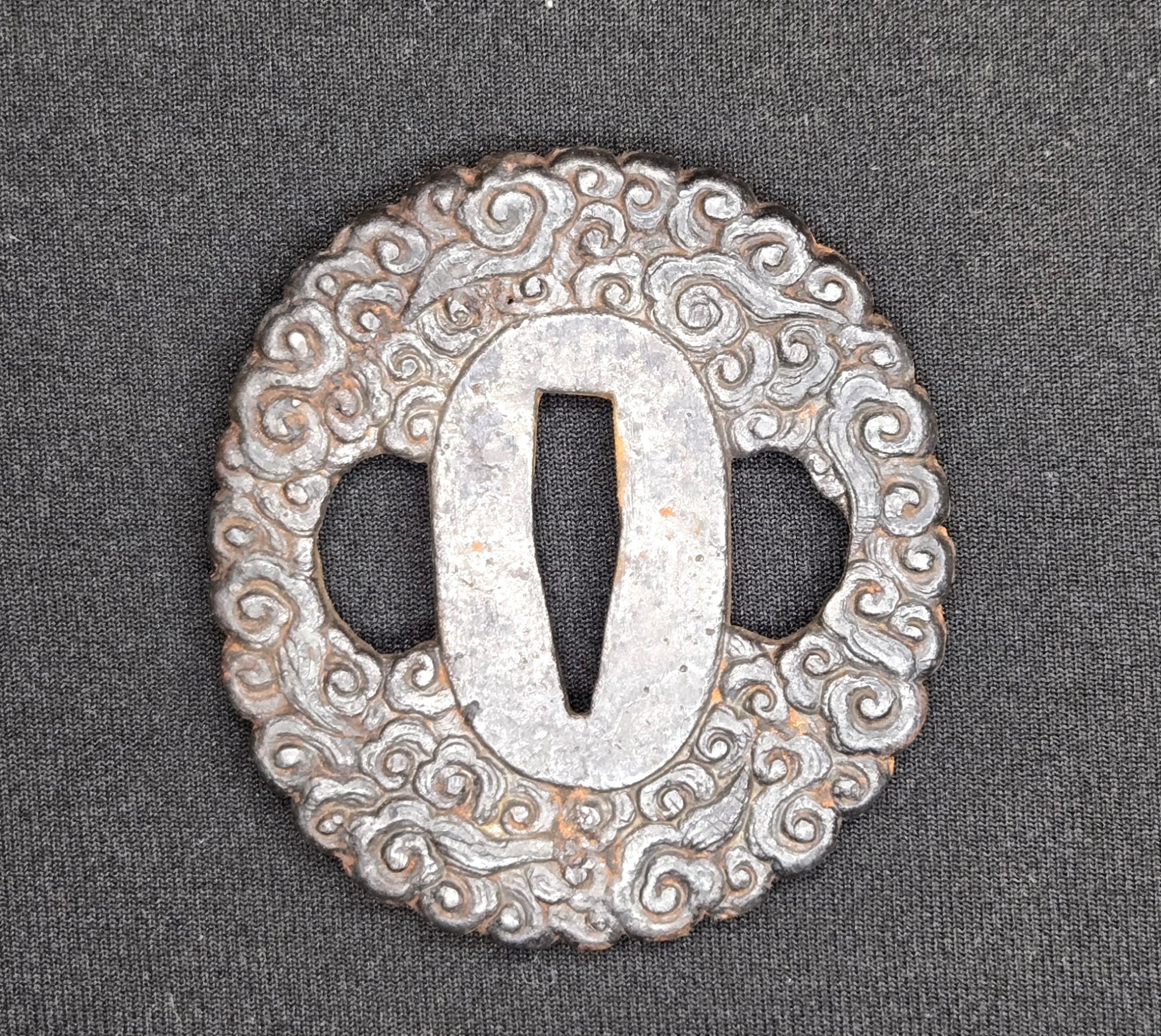 Antique Tsuba Pair - Nanban Tetsu Clouds