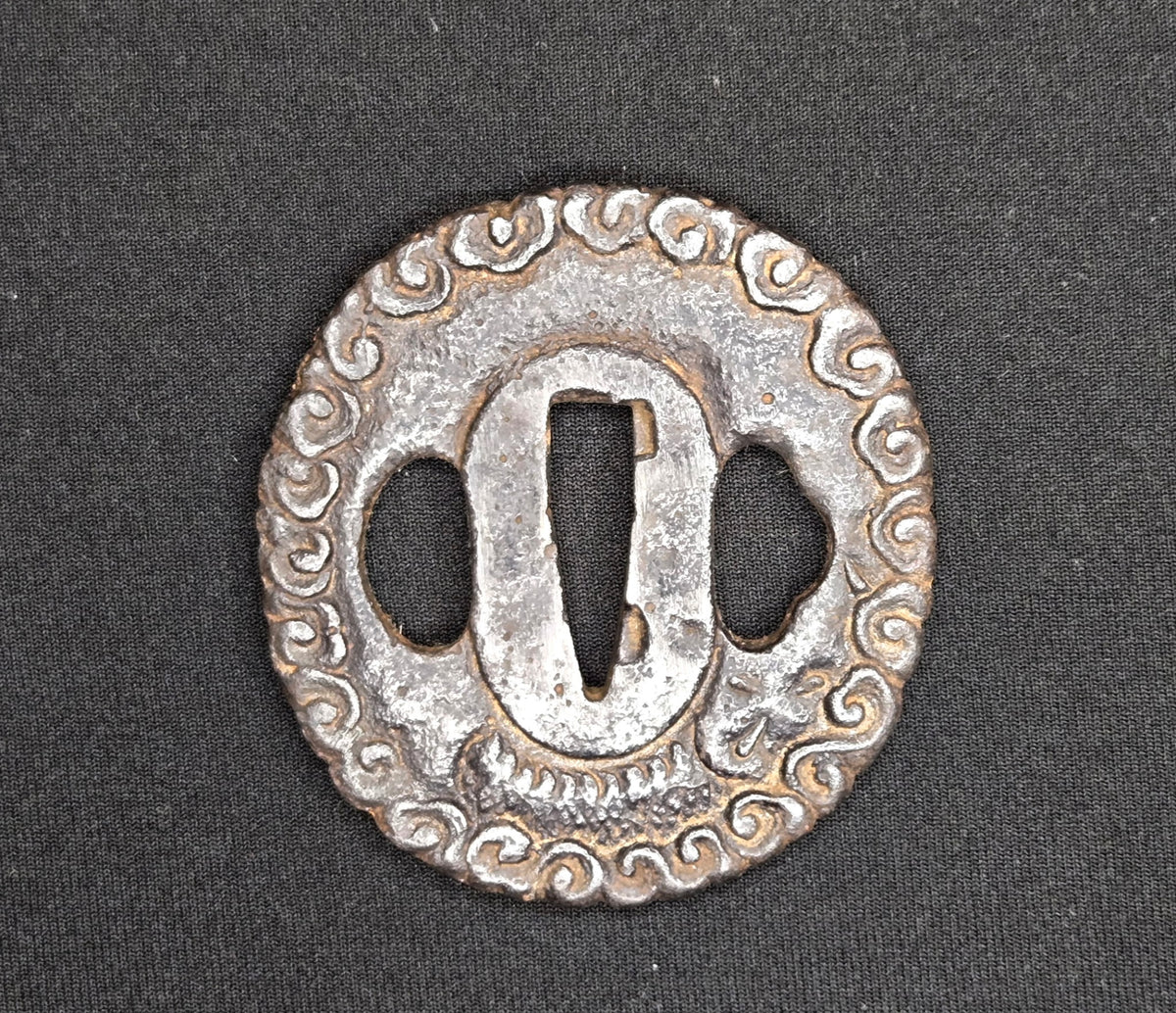 Antique Tsuba Pair - Nanban Tetsu Clouds