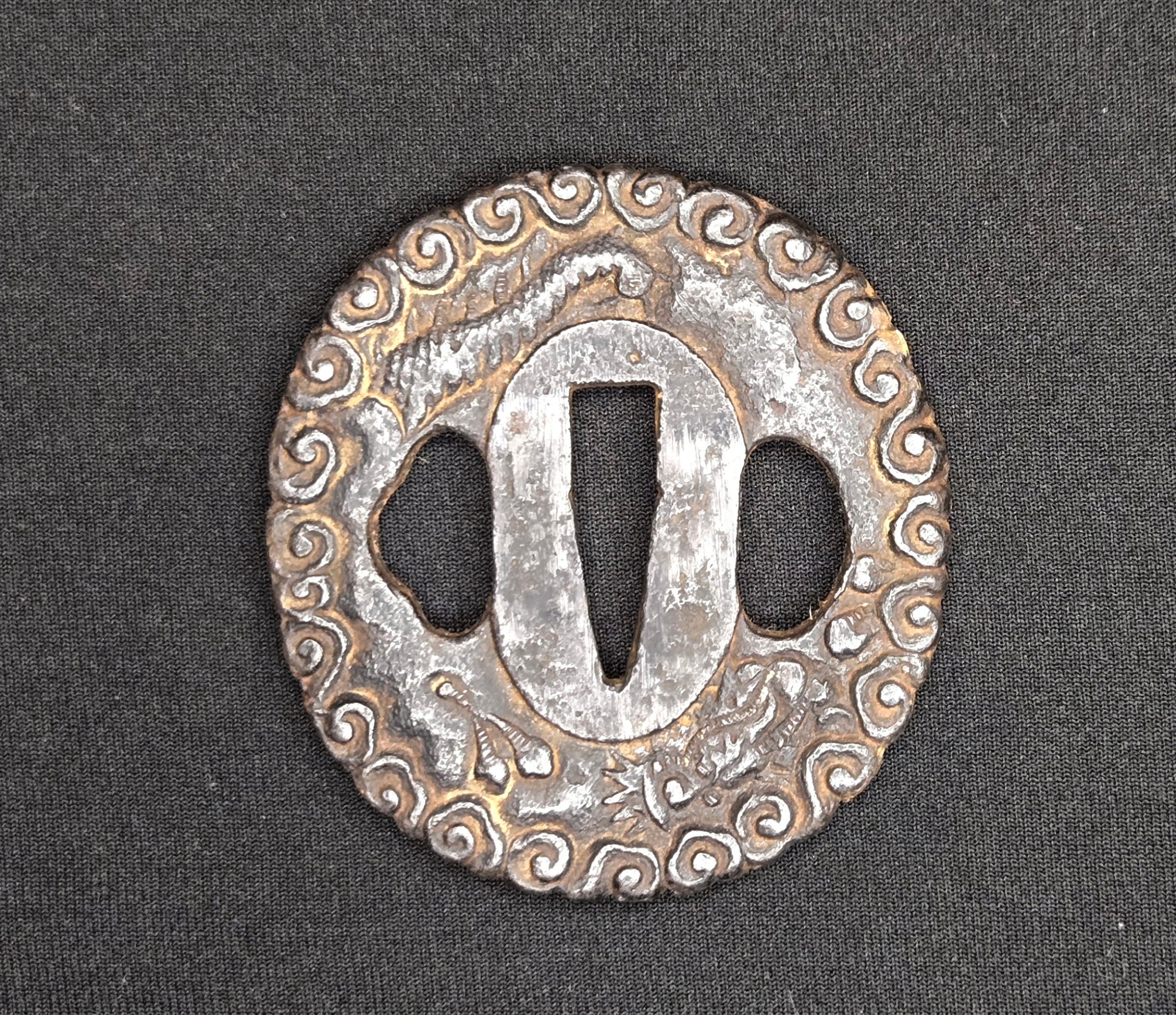 Antique Tsuba Pair - Nanban Tetsu Clouds