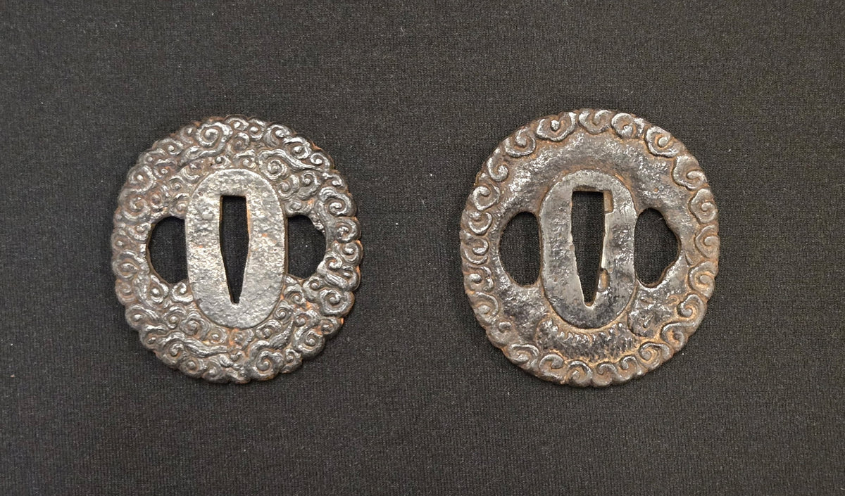 Antique Tsuba Pair - Nanban Tetsu Clouds