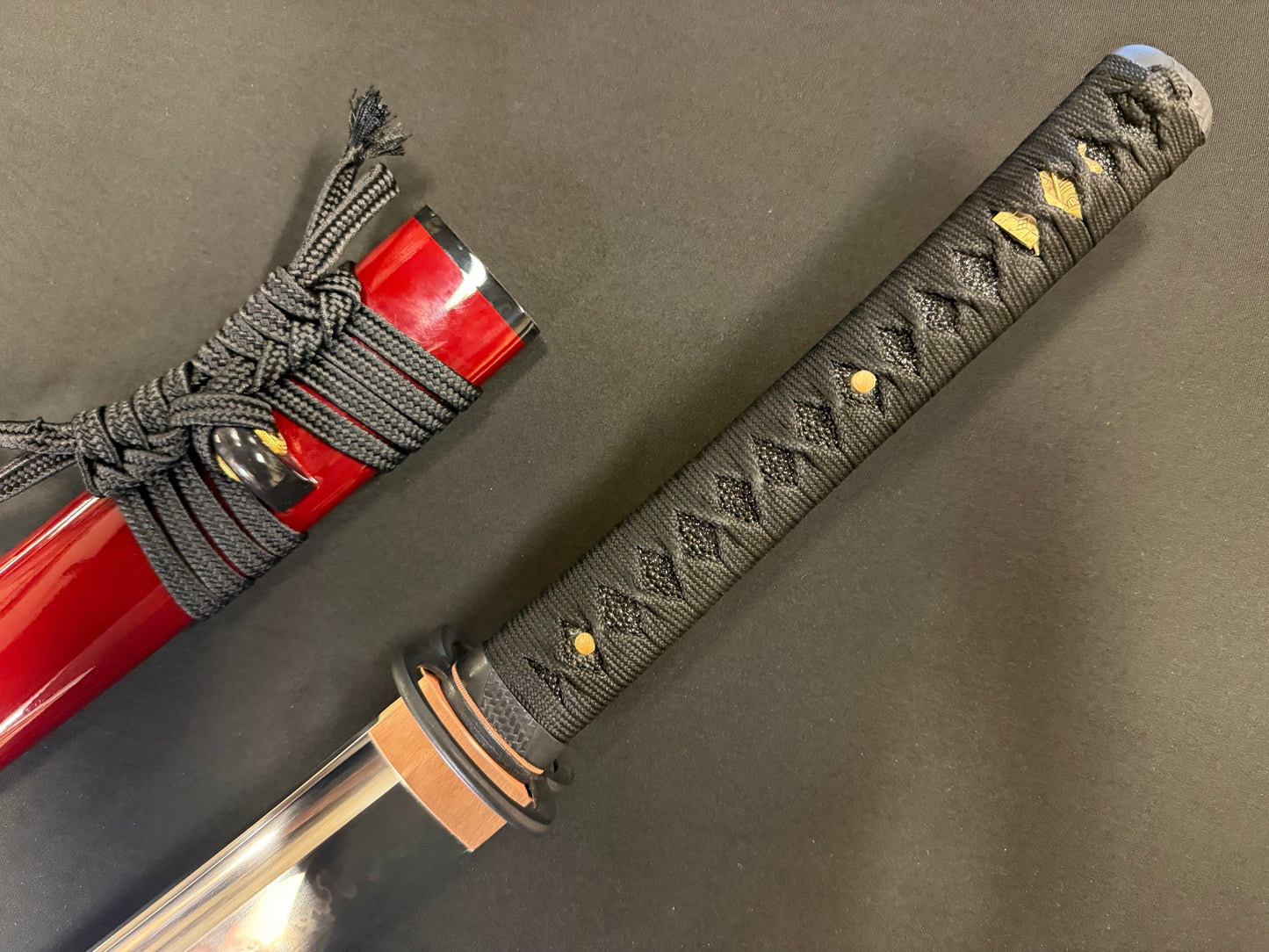 Legacy Steel O-Katana Titan Stout - Red Musashi with Bo-hi, Choji Hamon, 1095 Clay Tempered