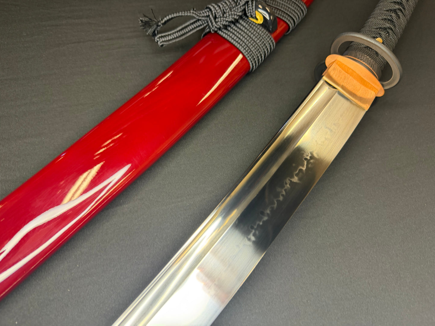 Legacy Steel O-Katana Titan Stout - Red Musashi with Bo-hi, Choji Hamon, 1095 Clay Tempered