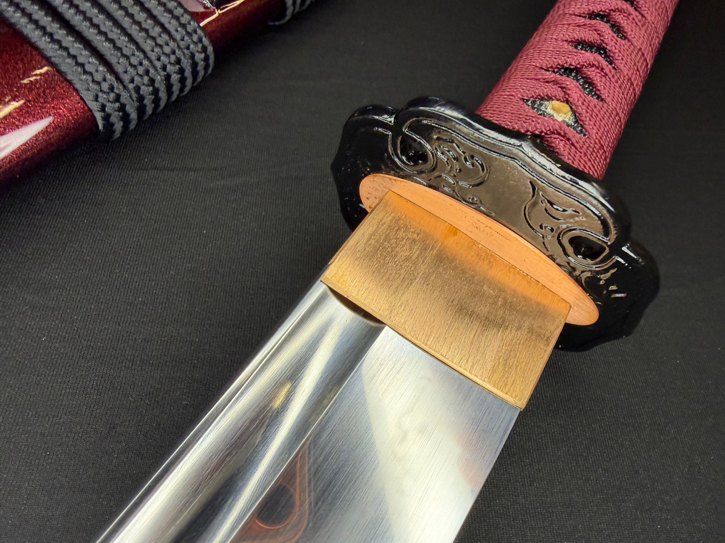 Legacy Steel O-Katana Titan Stout - Red Imperial with Bo-hi, Choji Hamon, 1095 Clay Tempered