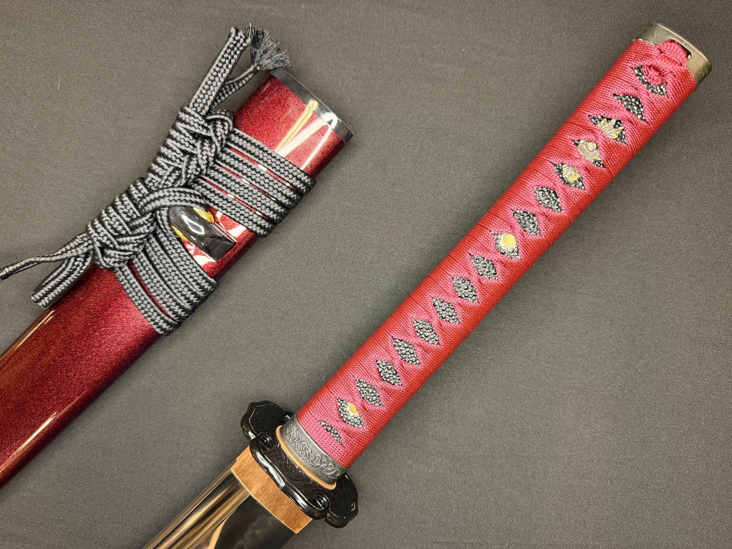 Legacy Steel O-Katana Titan Stout - Red Imperial with Bo-hi, Choji Hamon, 1095 Clay Tempered
