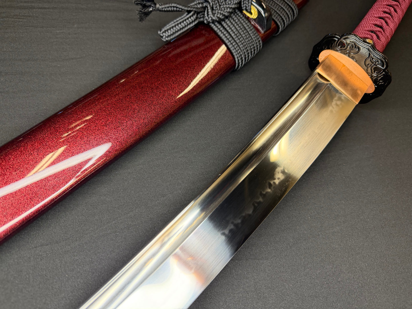 Legacy Steel O-Katana Titan Stout - Red Imperial with Bo-hi, Choji Hamon, 1095 Clay Tempered