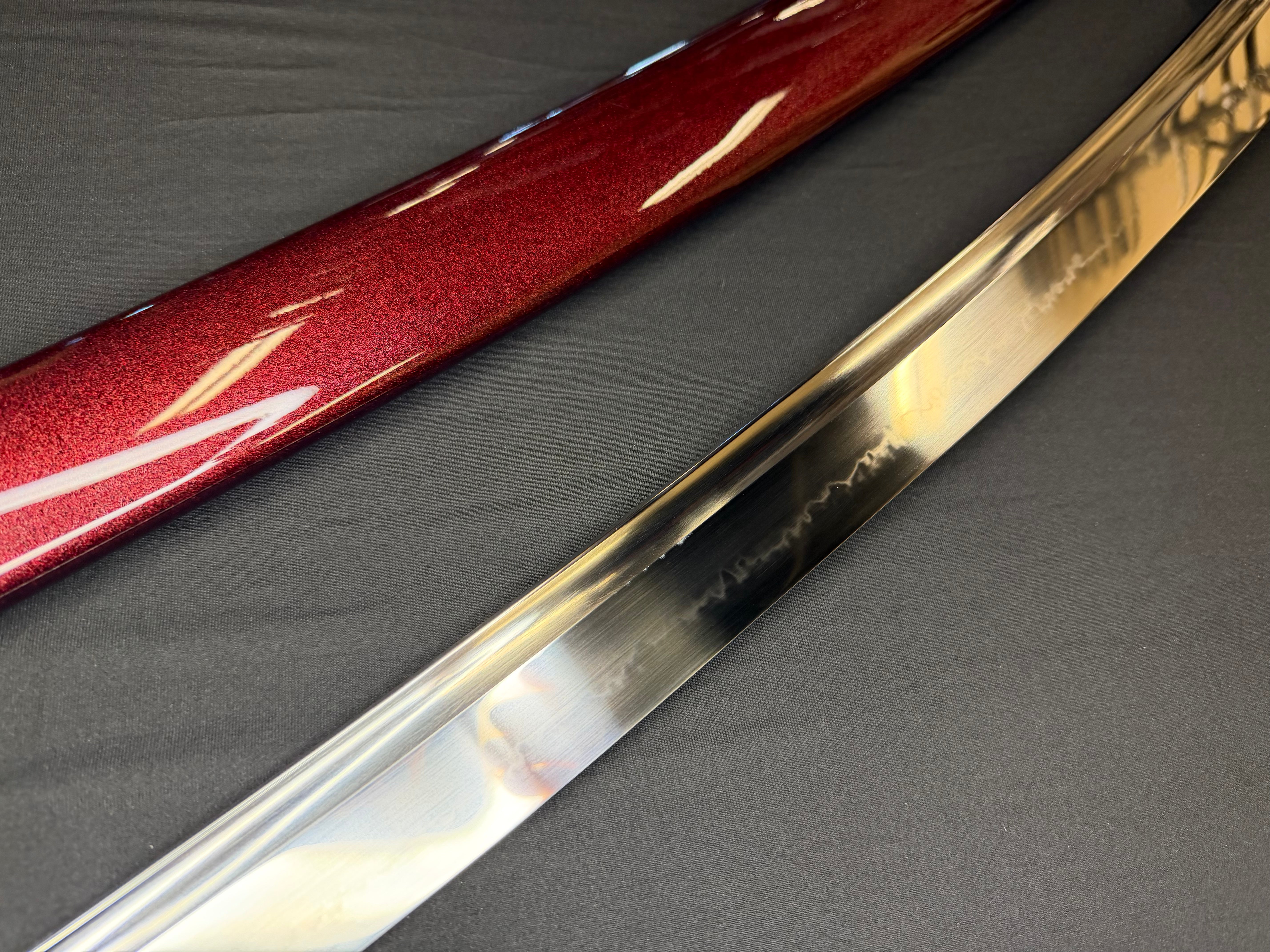 Legacy Steel O-Katana Titan Stout - Red Imperial with Bo-hi, Choji Hamon, 1095 Clay Tempered