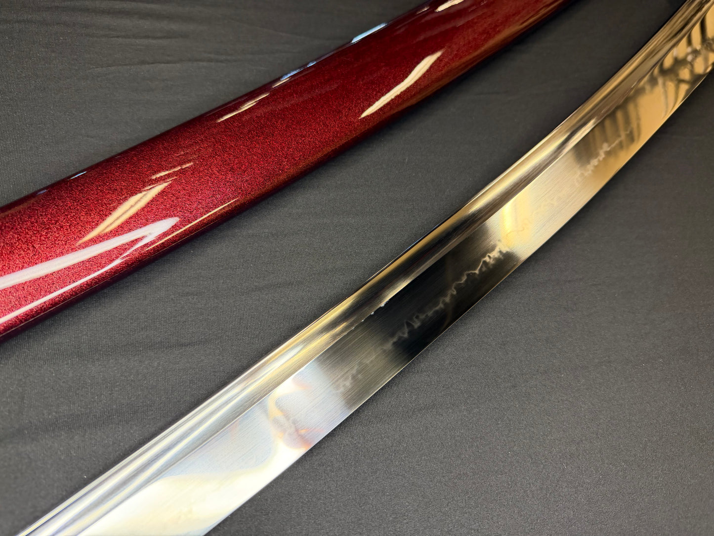 Legacy Steel O-Katana Titan Stout - Red Imperial with Bo-hi, Choji Hamon, 1095 Clay Tempered