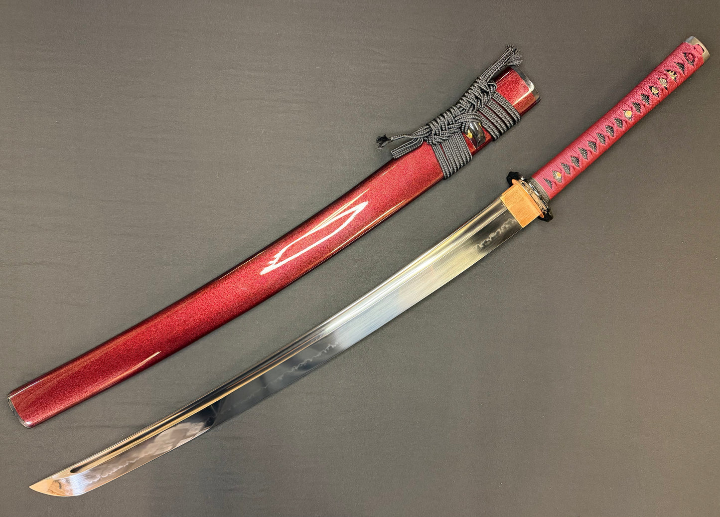 Legacy Steel O-Katana Titan Stout - Red Imperial with Bo-hi, Choji Hamon, 1095 Clay Tempered