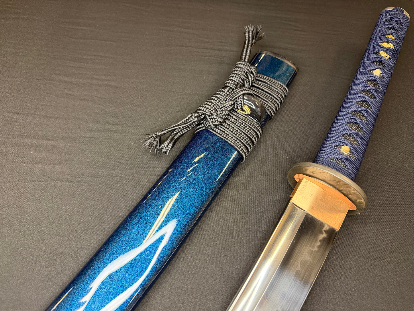 Legacy Steel O-Katana Titan Stout - Blue Demonl with Bo-hi, Choji Hamon, 1095 Clay Tempered