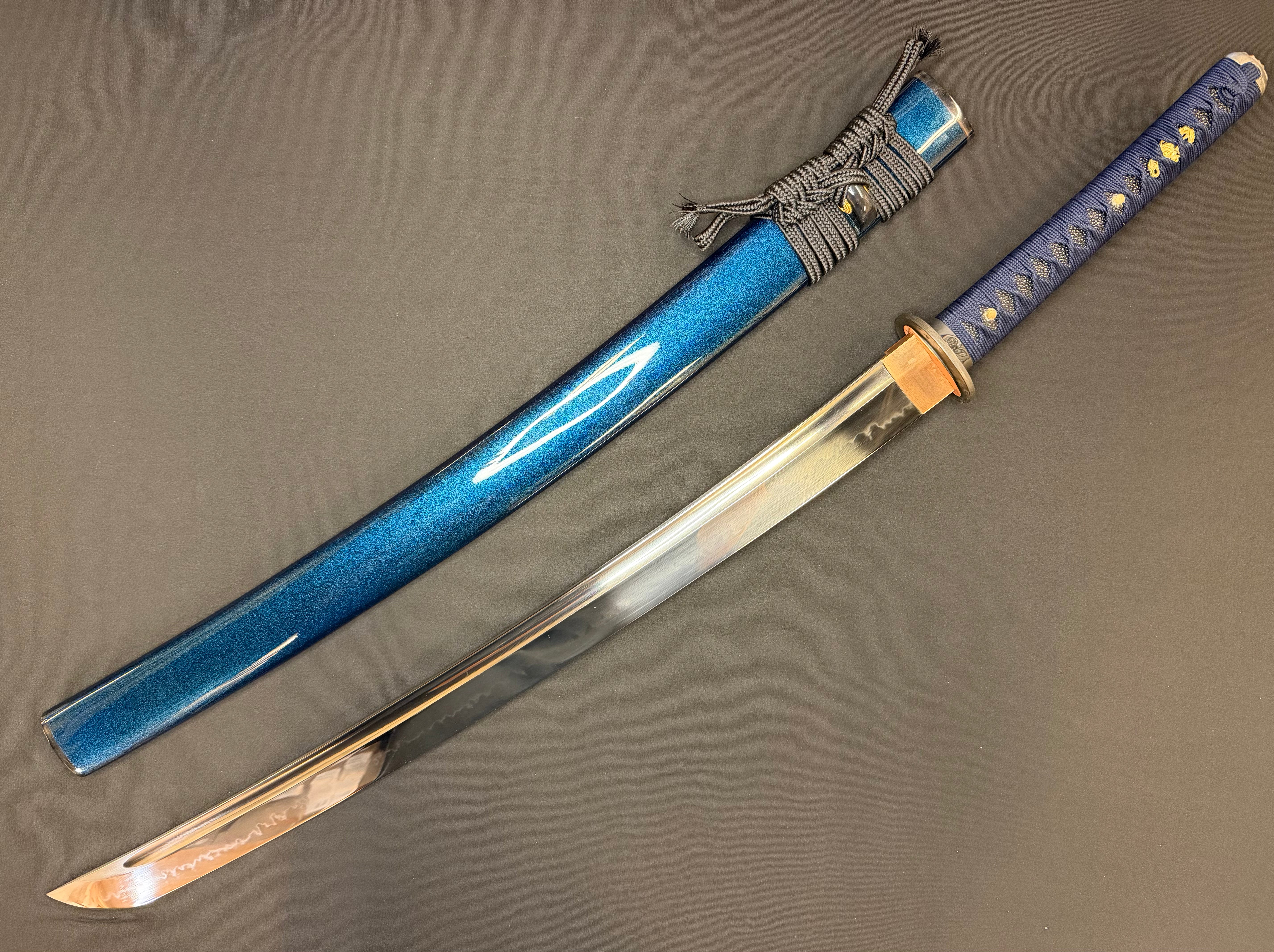 Legacy Steel O-Katana Titan Stout - Blue Demonl with Bo-hi, Choji Hamon, 1095 Clay Tempered
