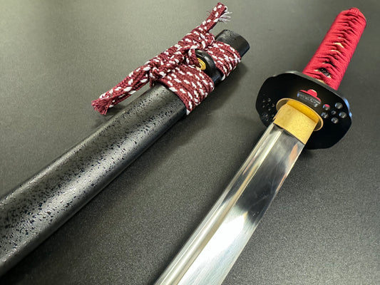 Moritaka Vortex - Crimson Cherry Wakizashi - Spring Steel 9260