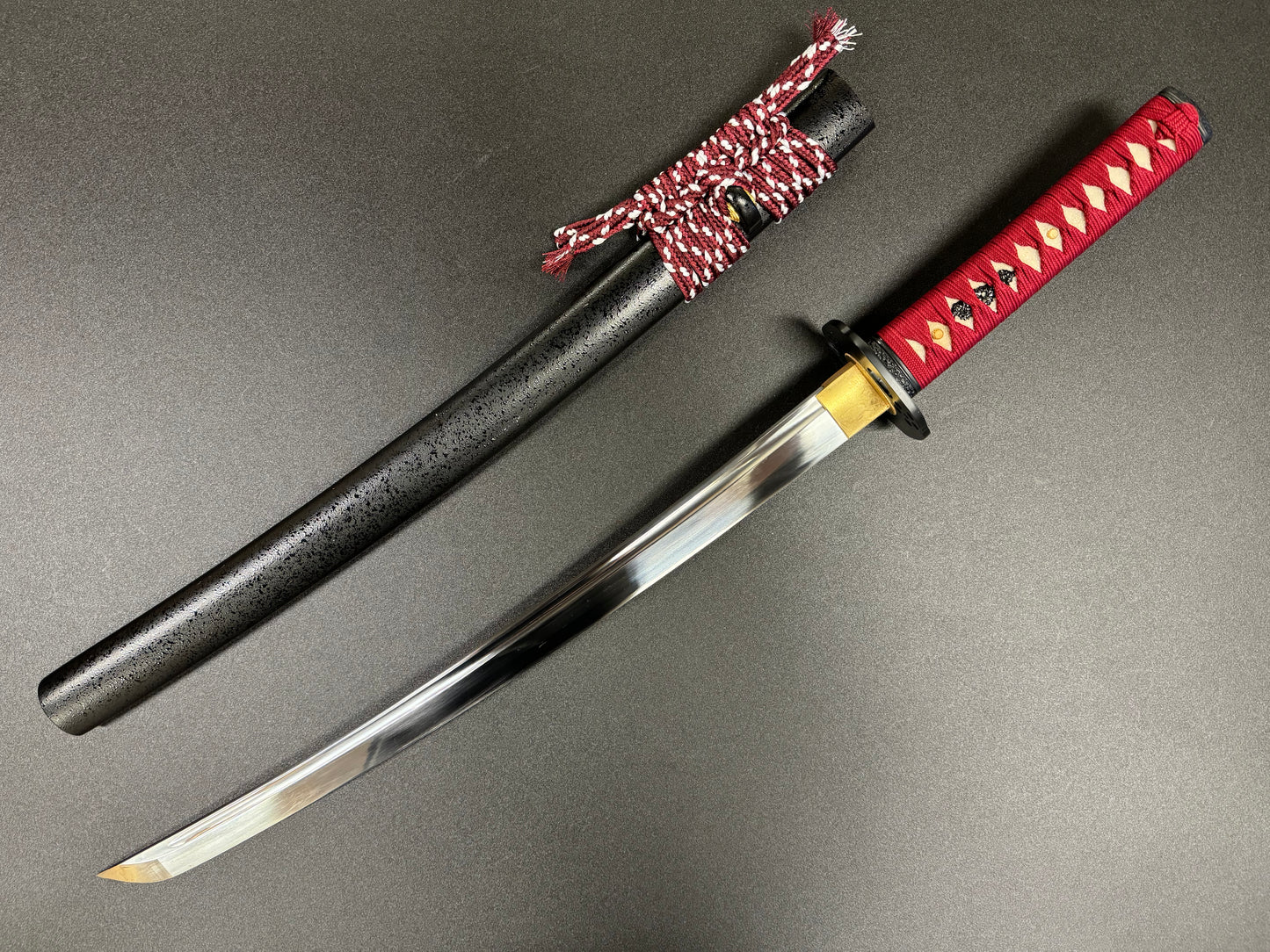 Moritaka Vortex - Crimson Cherry Wakizashi - Spring Steel 9260