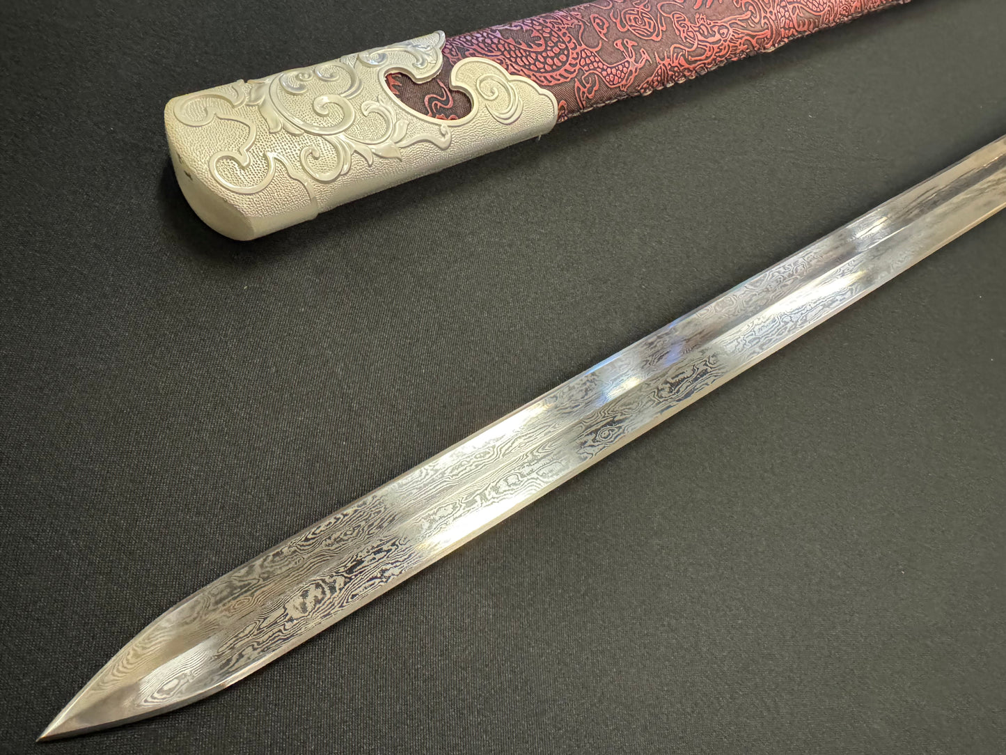 Phoenix Armory Jian - Tang Dynasty Red Court Damascus Steel