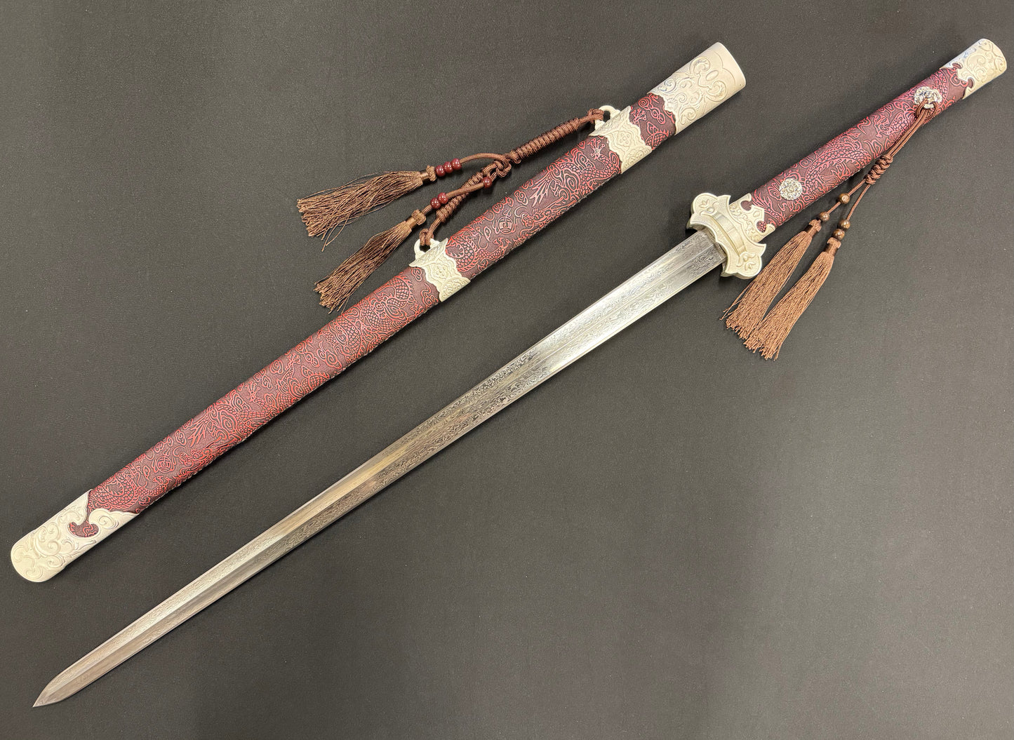 Phoenix Armory Jian - Tang Dynasty Red Court Damascus Steel