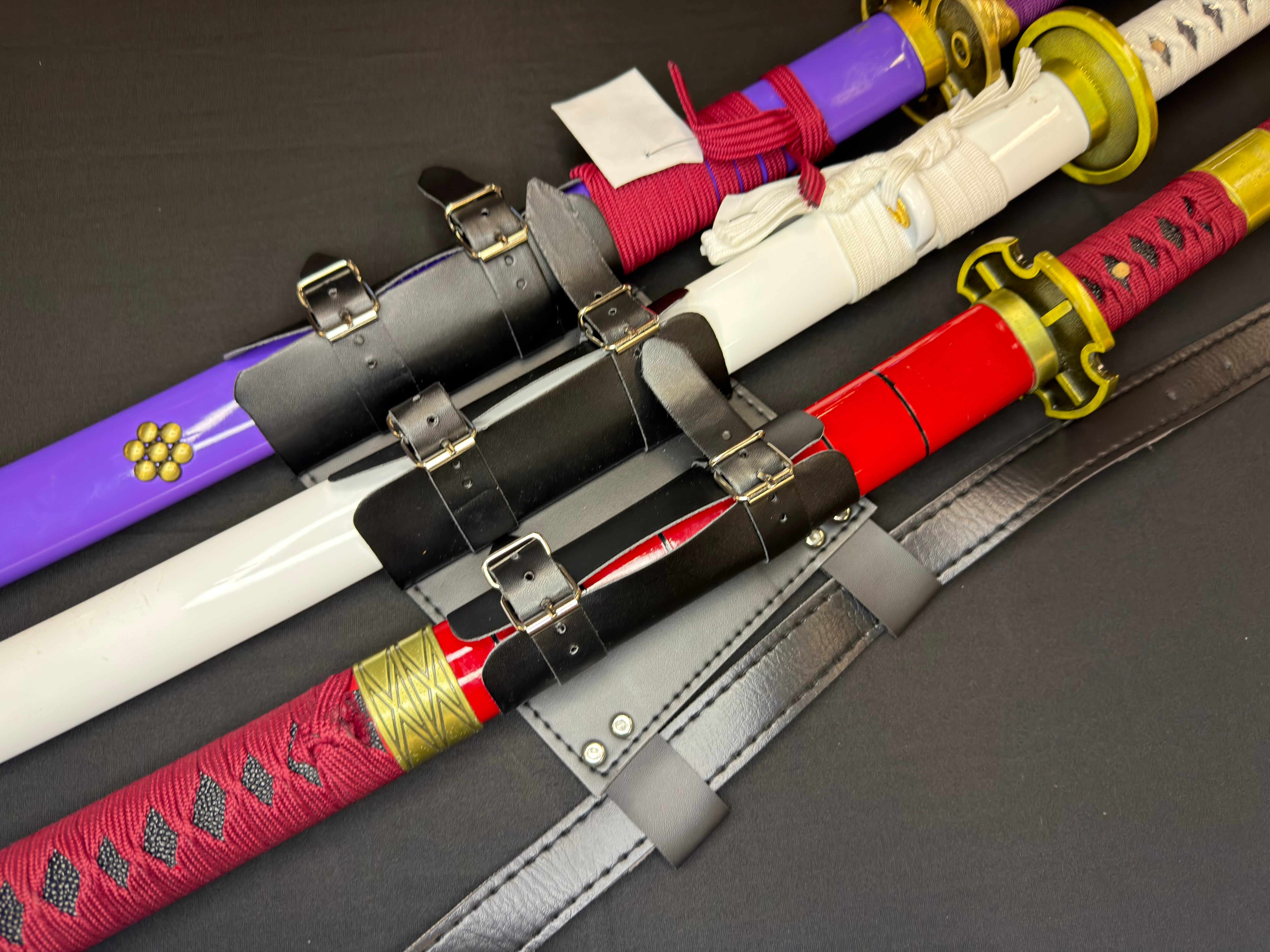 Anime Three Sword Leather Waist Holder with Belt