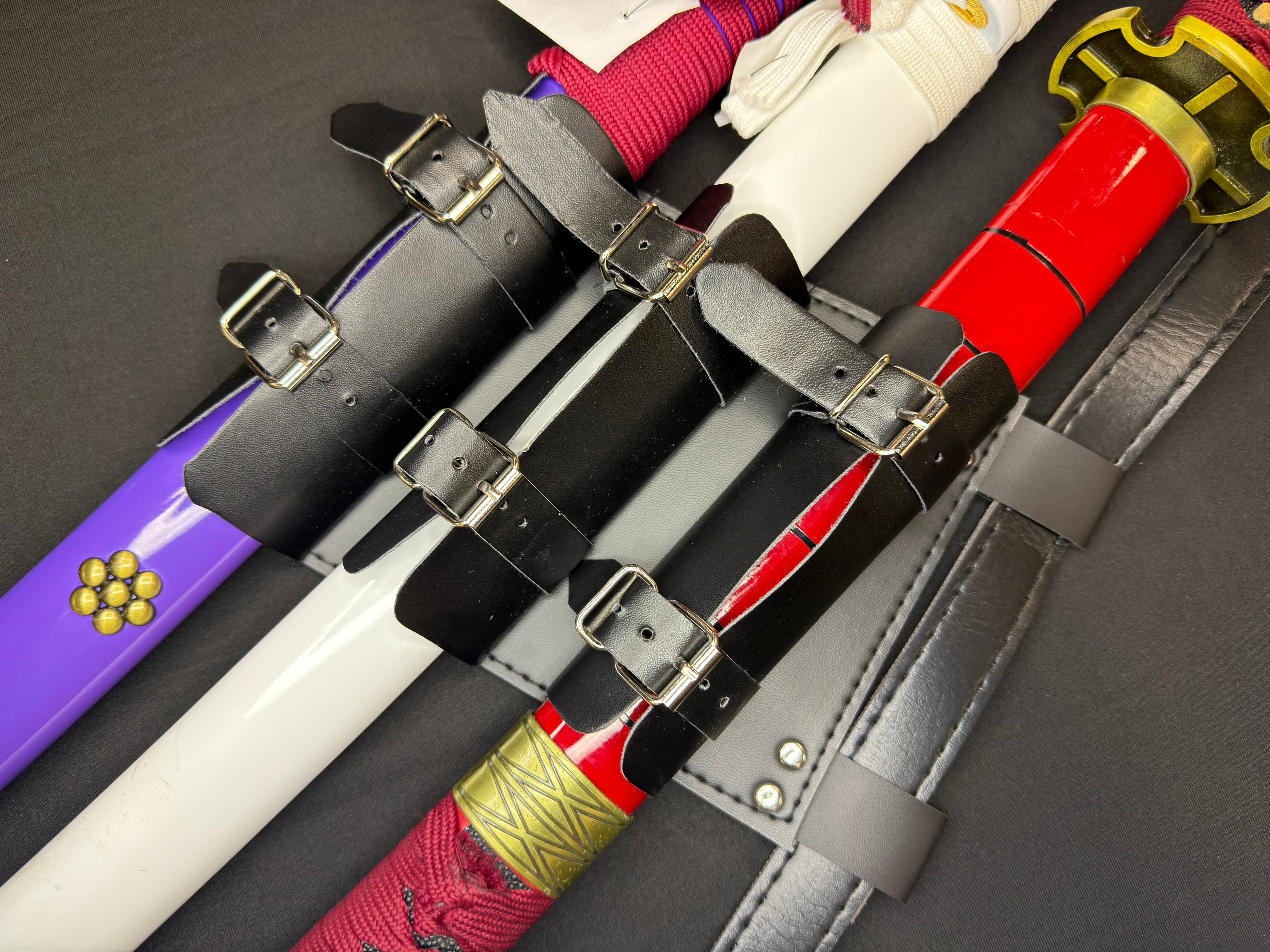 Anime Three Sword Leather Waist Holder with Belt